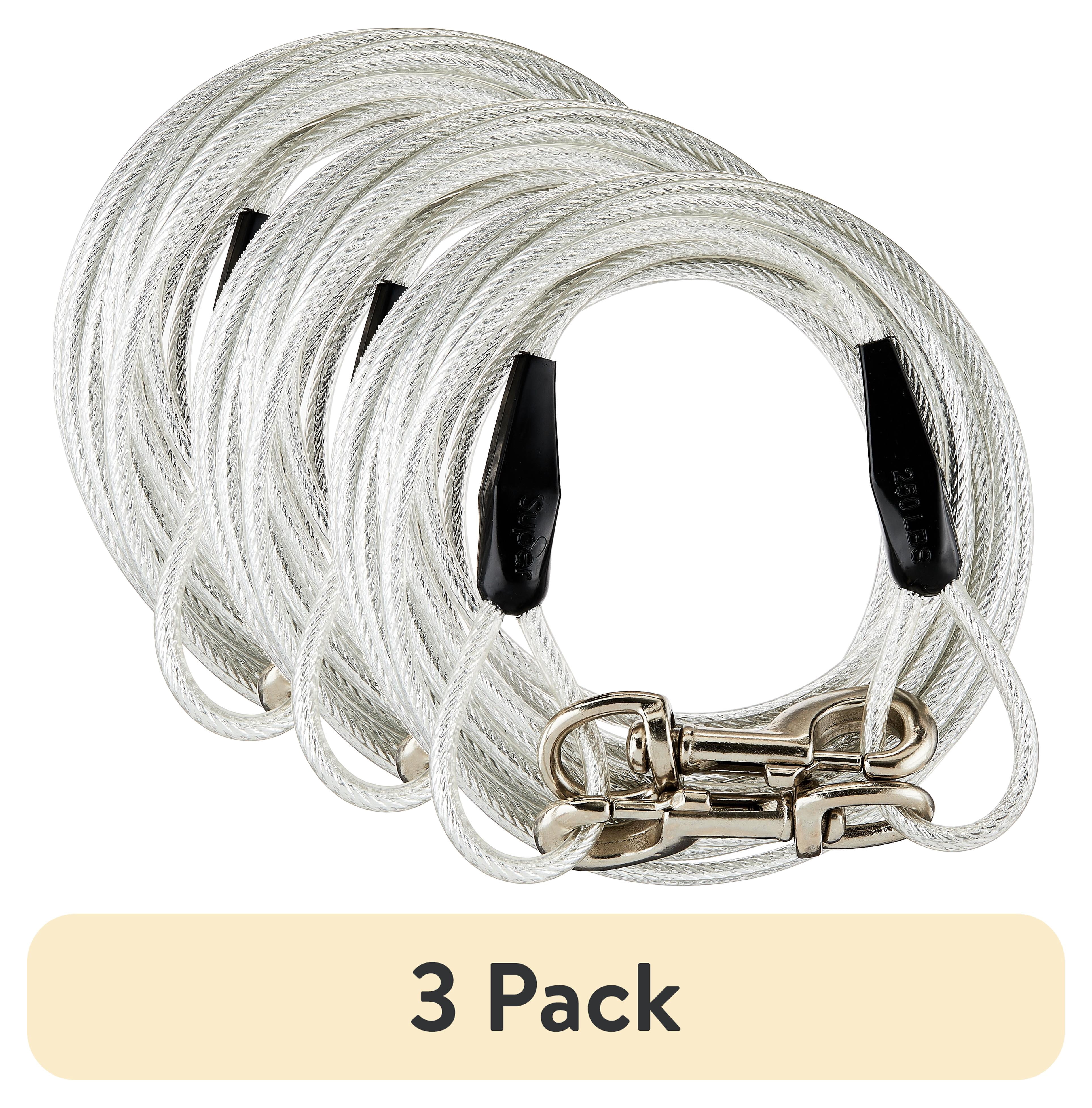 (3 pack) Vibrant Life Reflective Vinyl-Covered Tie-Out for Dogs, Super, 40'