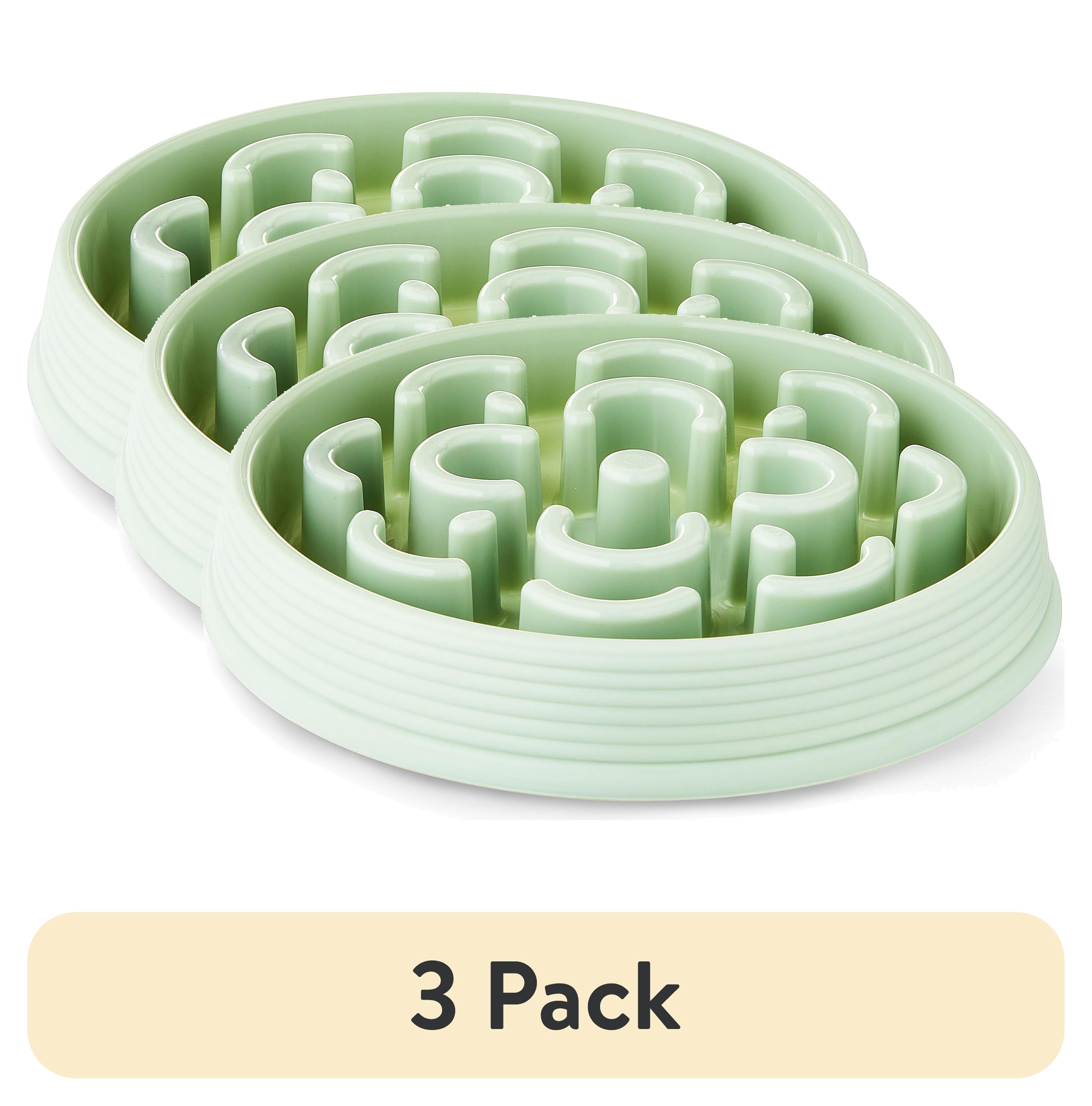 (3 pack) Vibrant Life Slow Chow Dog Bowl, Green Medallion, 3.4 Cups
