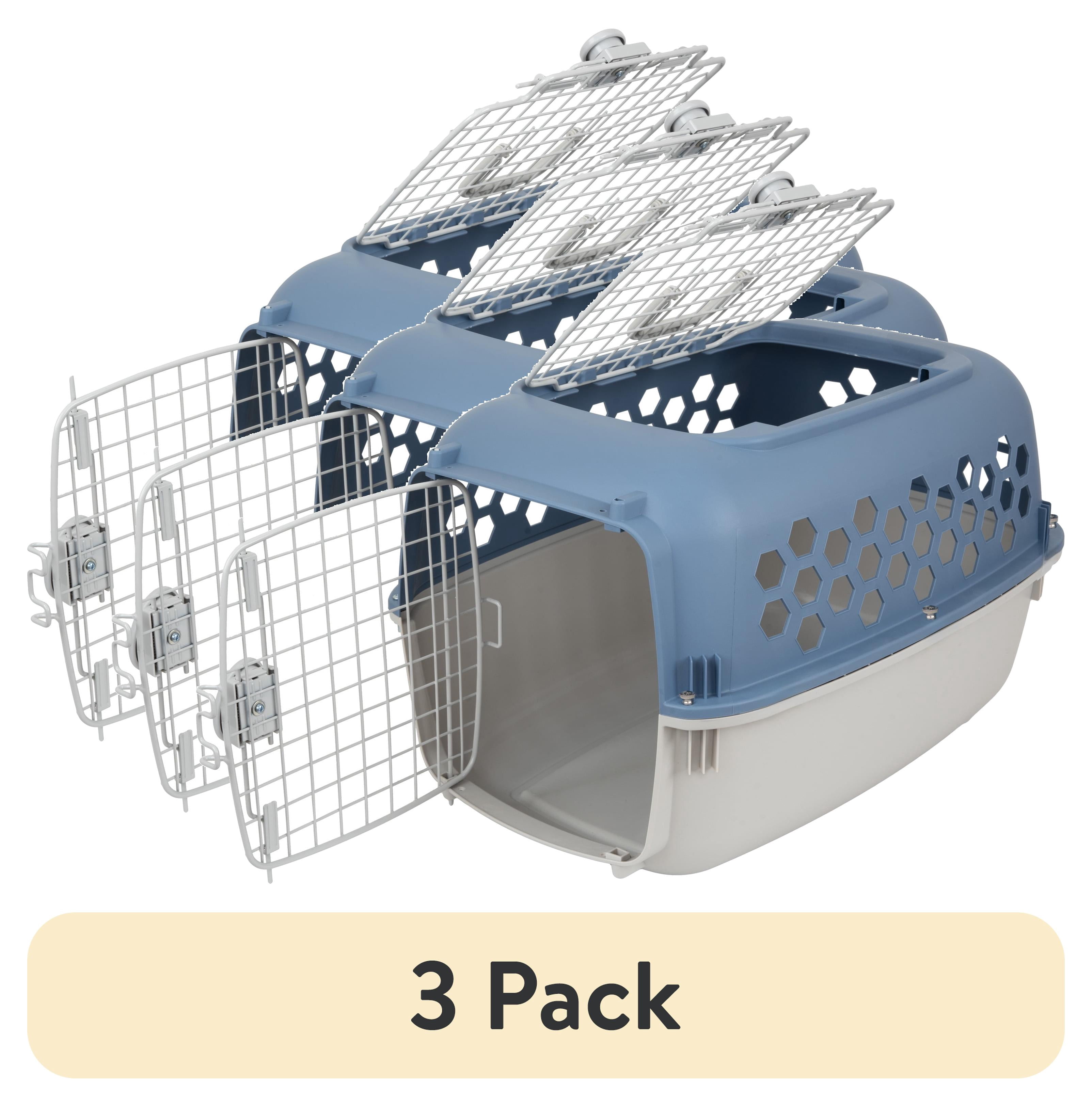 (3 pack) Vibrant Life Small 2-Door Dog Kennel, Blue, 25 lb Limit