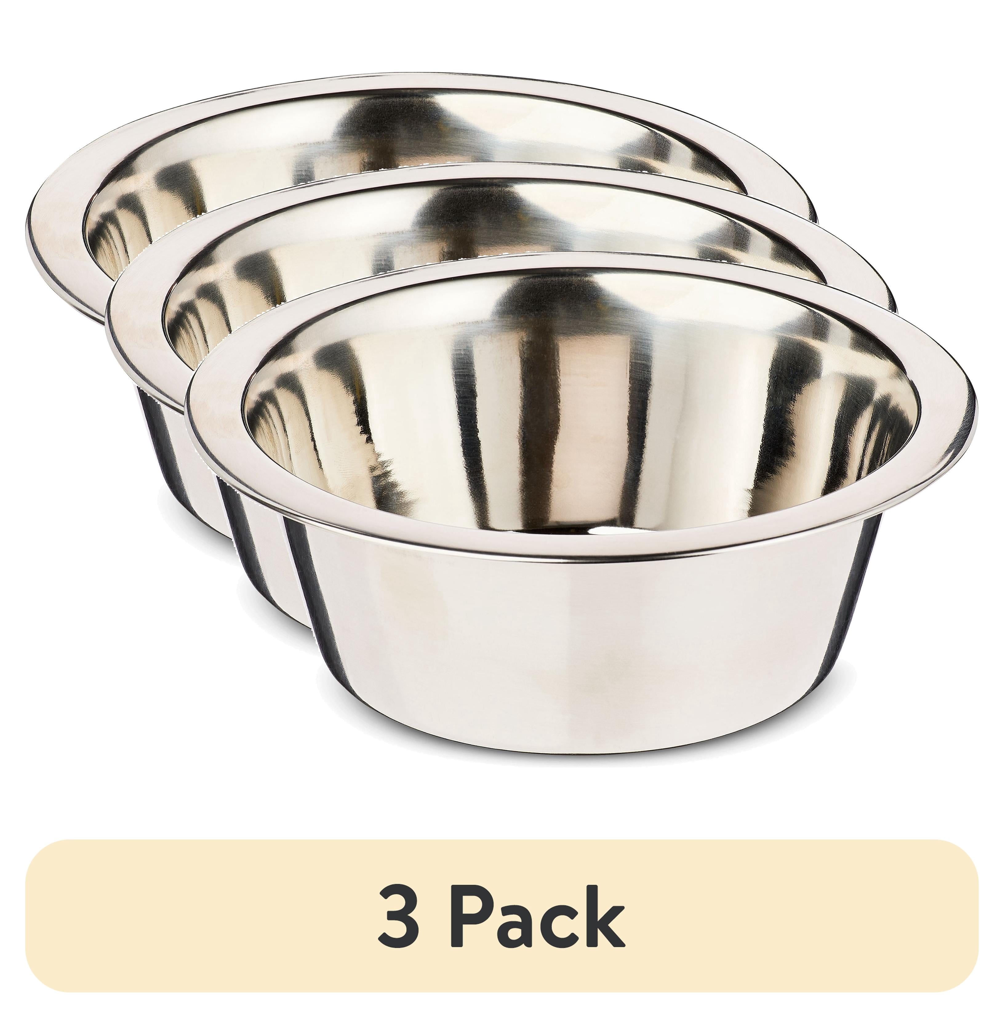 (3 pack) Vibrant Life Small 3.4-Cup Stainless Steel Pet Bowl, Silver