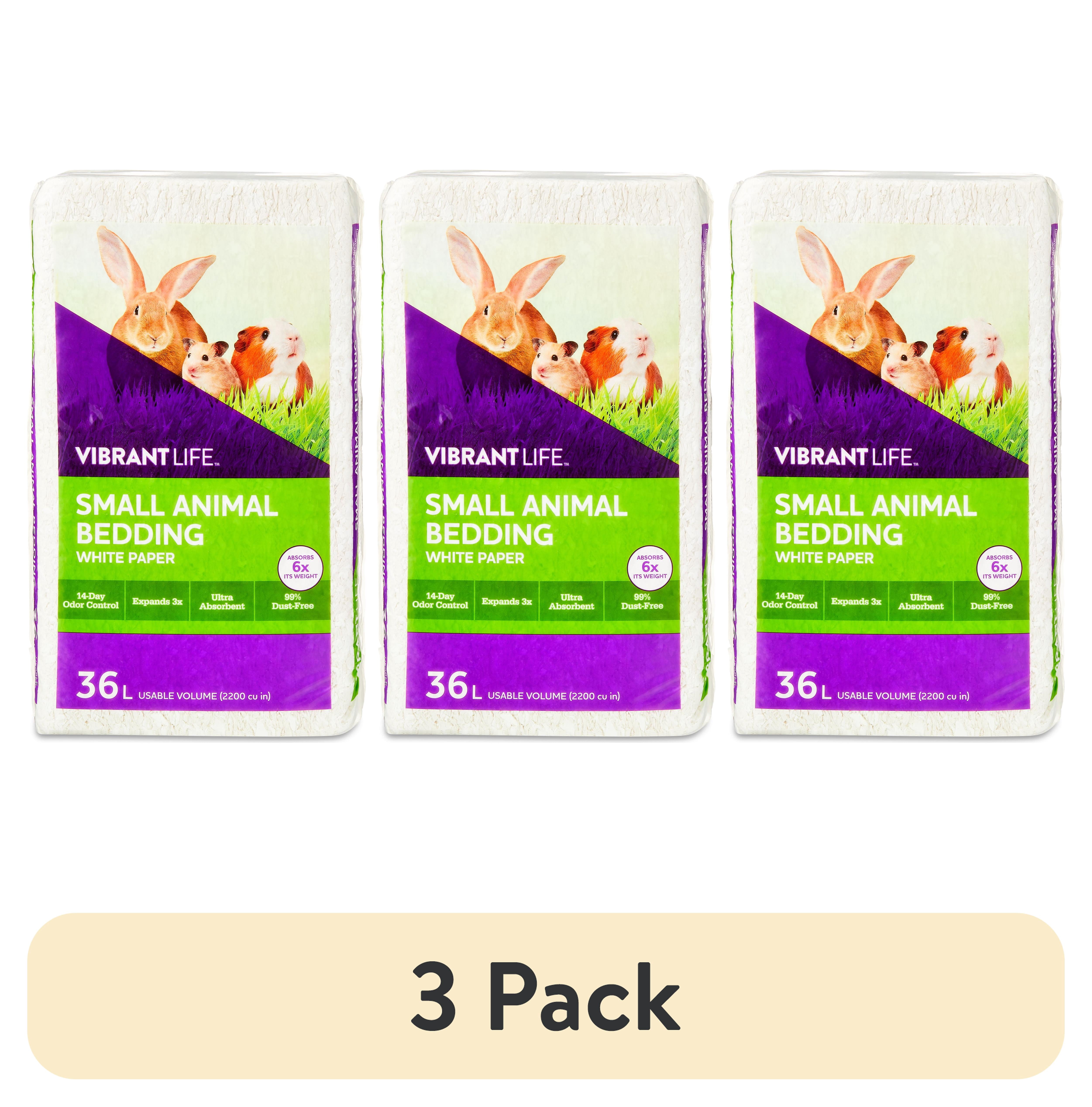 (3 pack) Vibrant Life Small Animal Bedding, White Paper, 36 L Bag