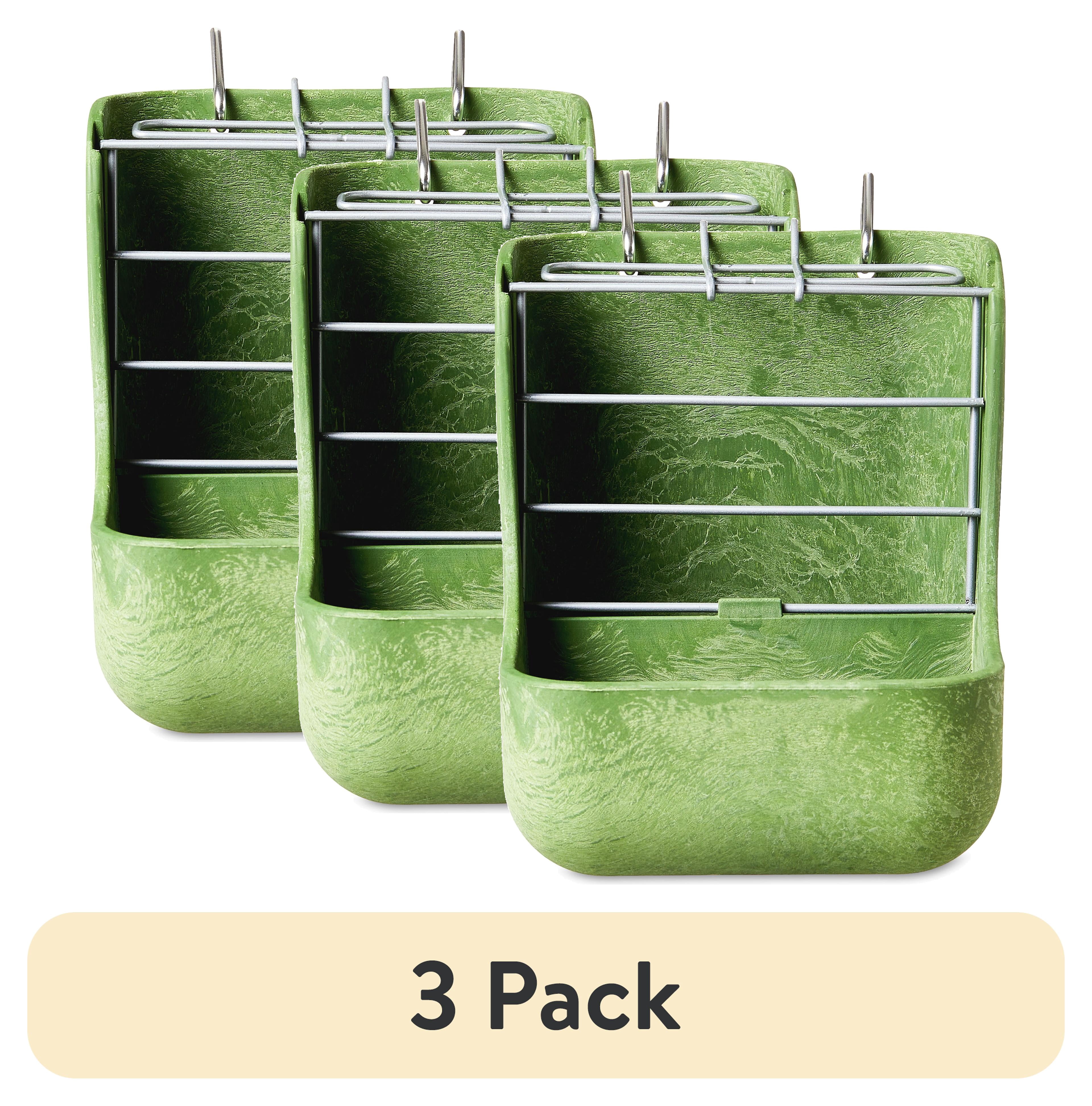 (3 pack) Vibrant Life Small Animal Plastic Hay and Food Bin, Green