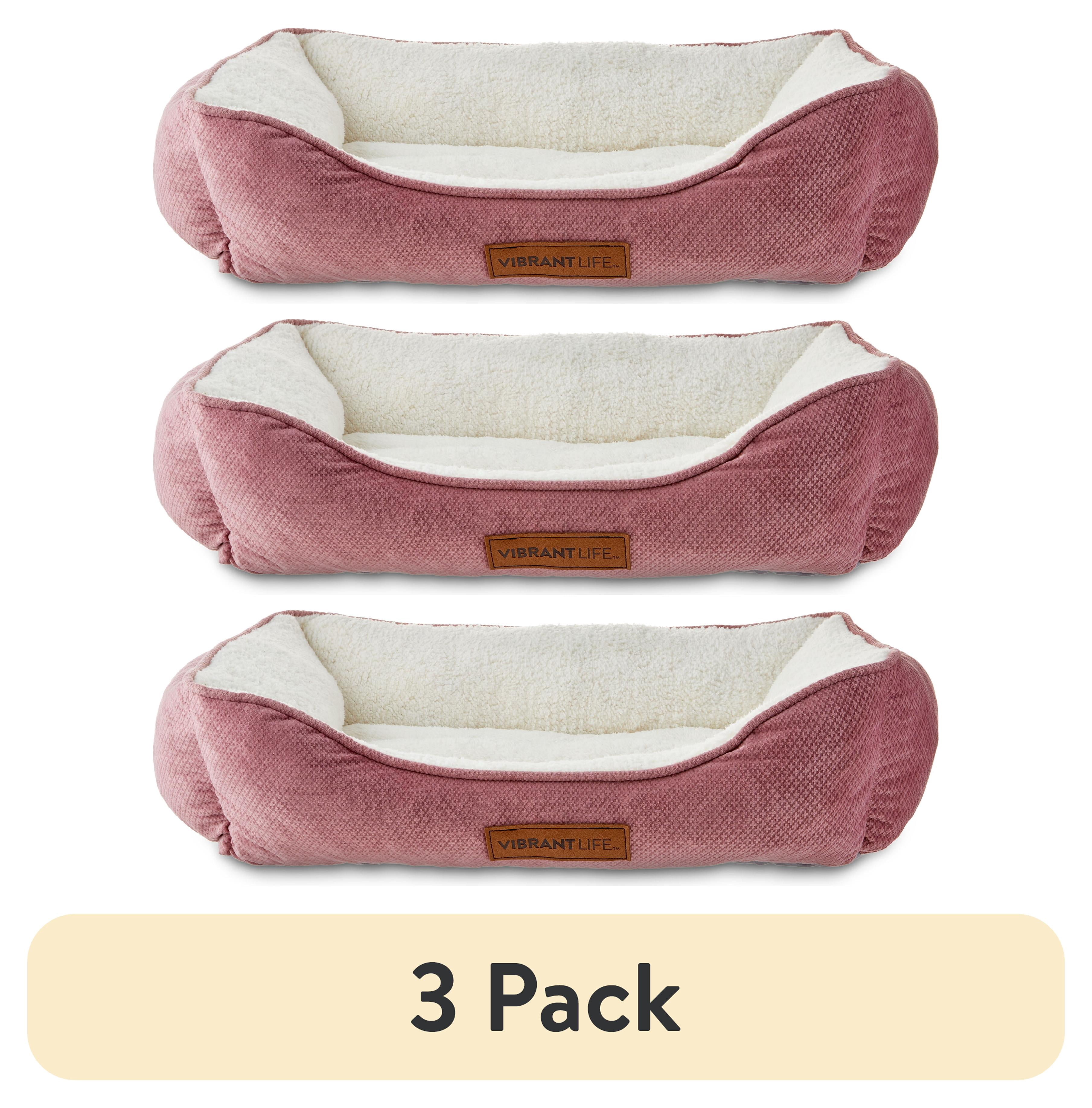(3 pack) Vibrant Life Small Cuddler Pet Bed, Pink and White, 24" x 18"