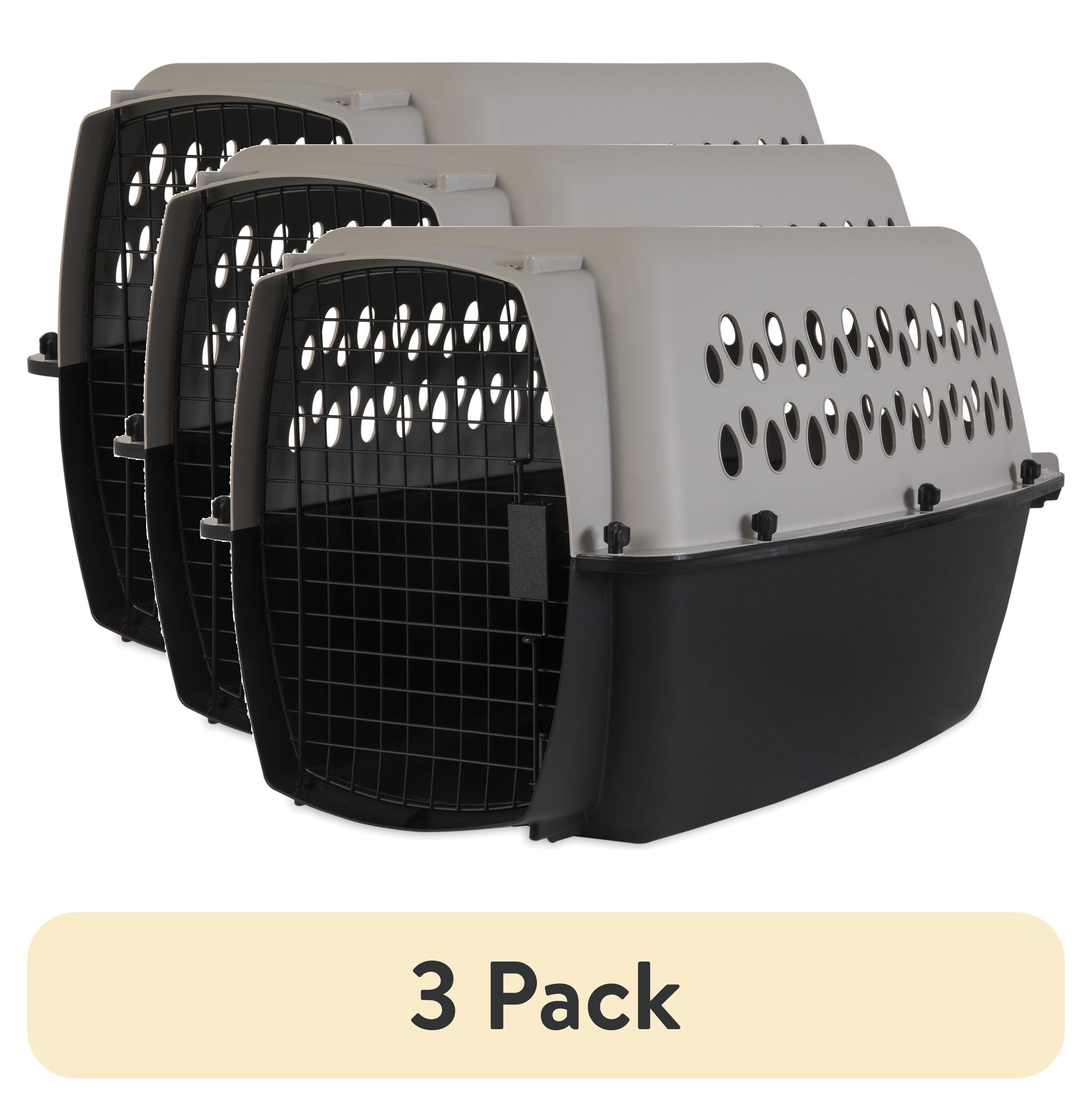 (3 pack) Vibrant Life Small/Medium Hard-Sided Pet Carrier, Black and Gray, 25 lb Limit