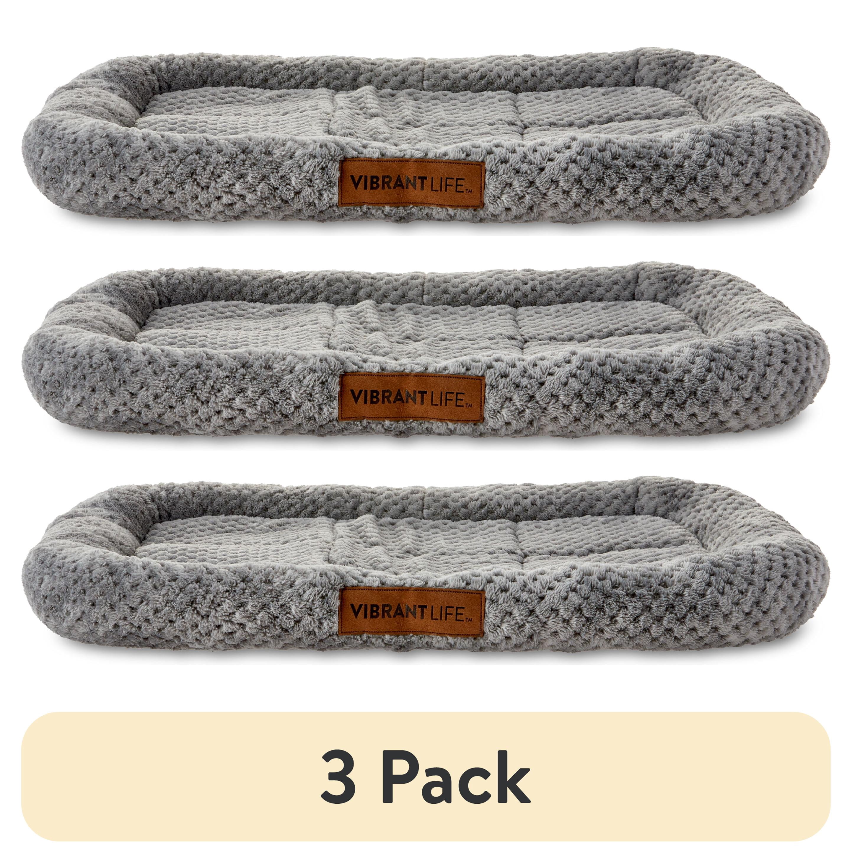 (3 pack) Vibrant Life Soft Cozy Crate Mat, Gray, 24 in x 18 in