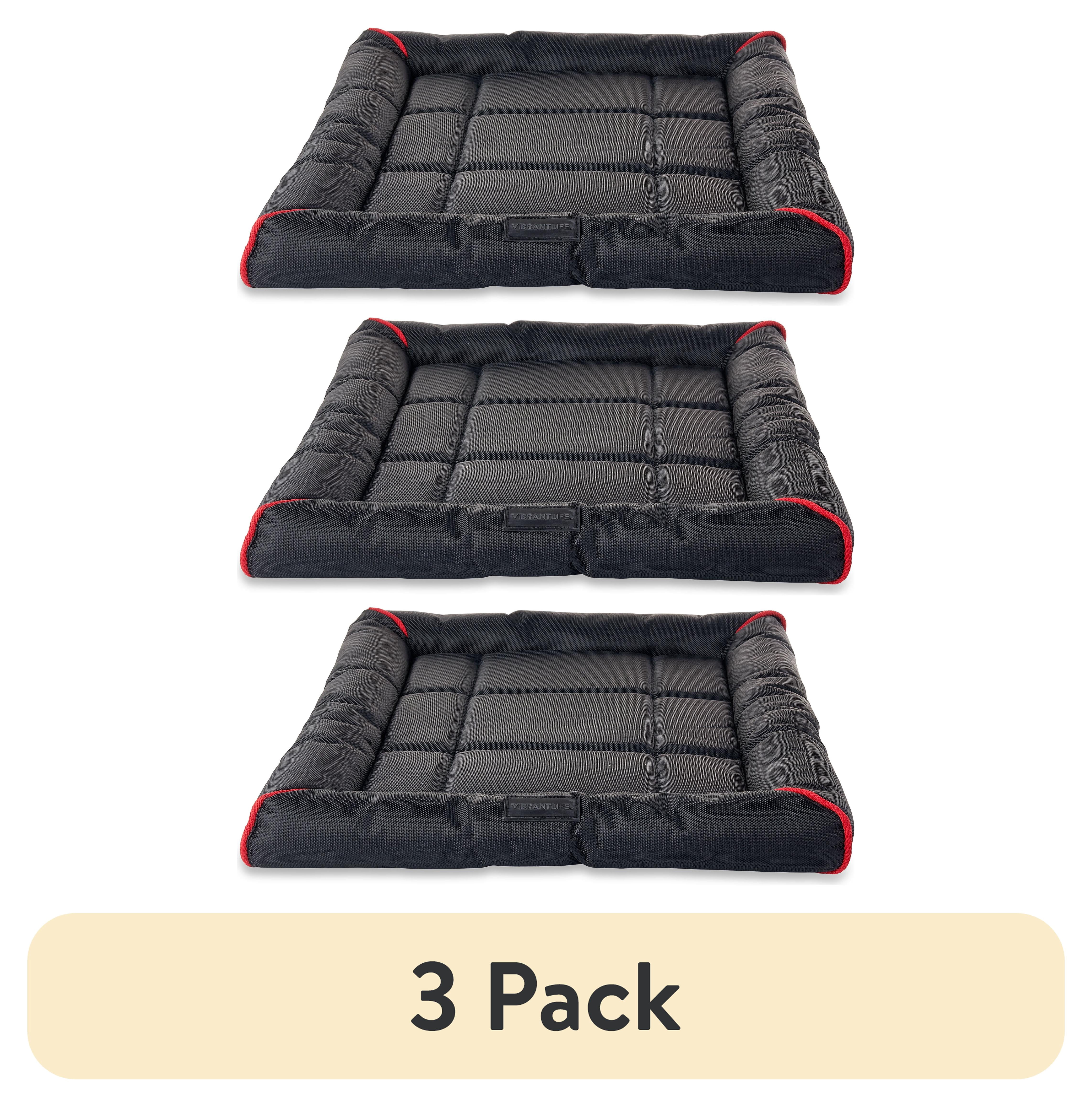 (3 pack) Vibrant Life Small to Medium Durable and Water-Resistant Crate Mat, Black, 23" x 17"