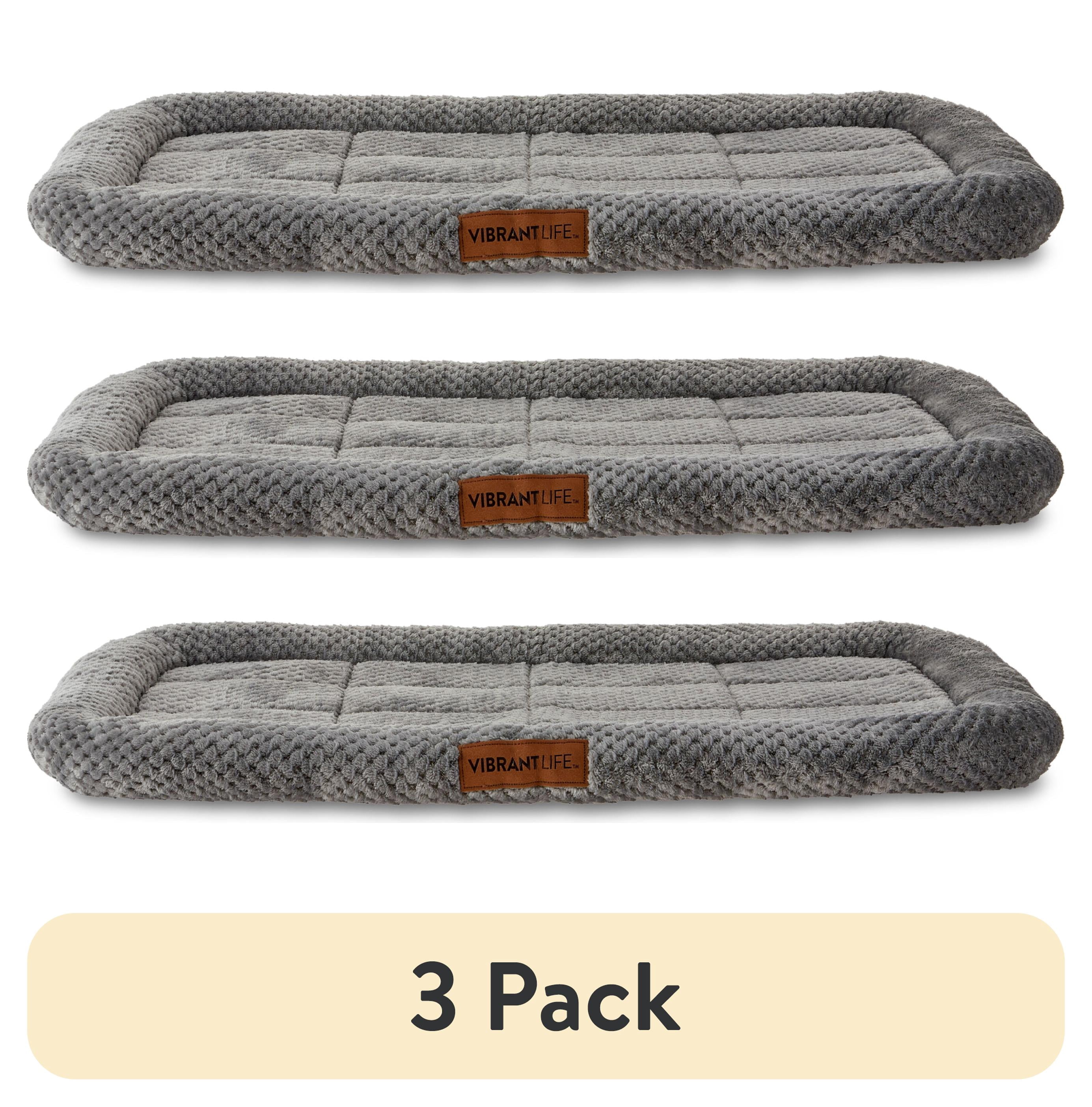 (3 pack) Vibrant Life Soft Cozy Crate Mat for Dogs, Gray, 36 in x 22 in