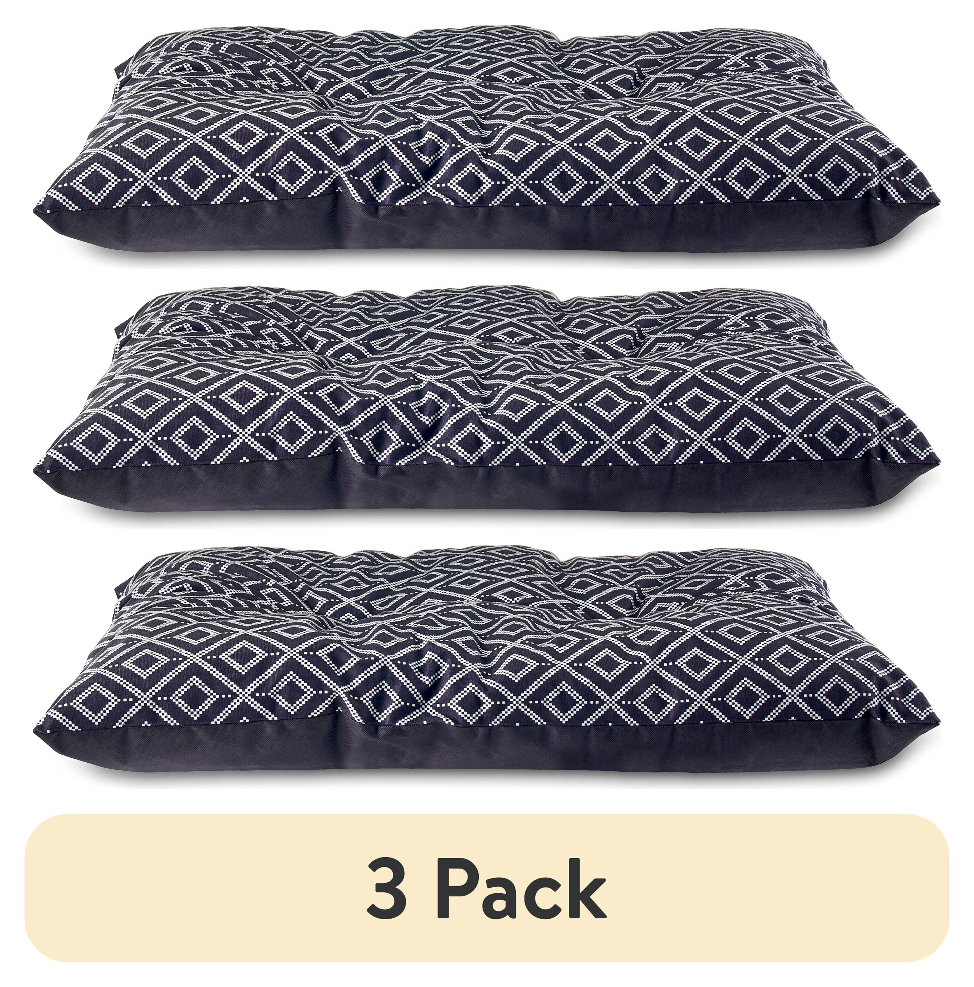 (3 pack) Vibrant Life Medium Dog Bed, Plush Pillow Bed For Medium Breeds, Medium, 36" x 26", Black