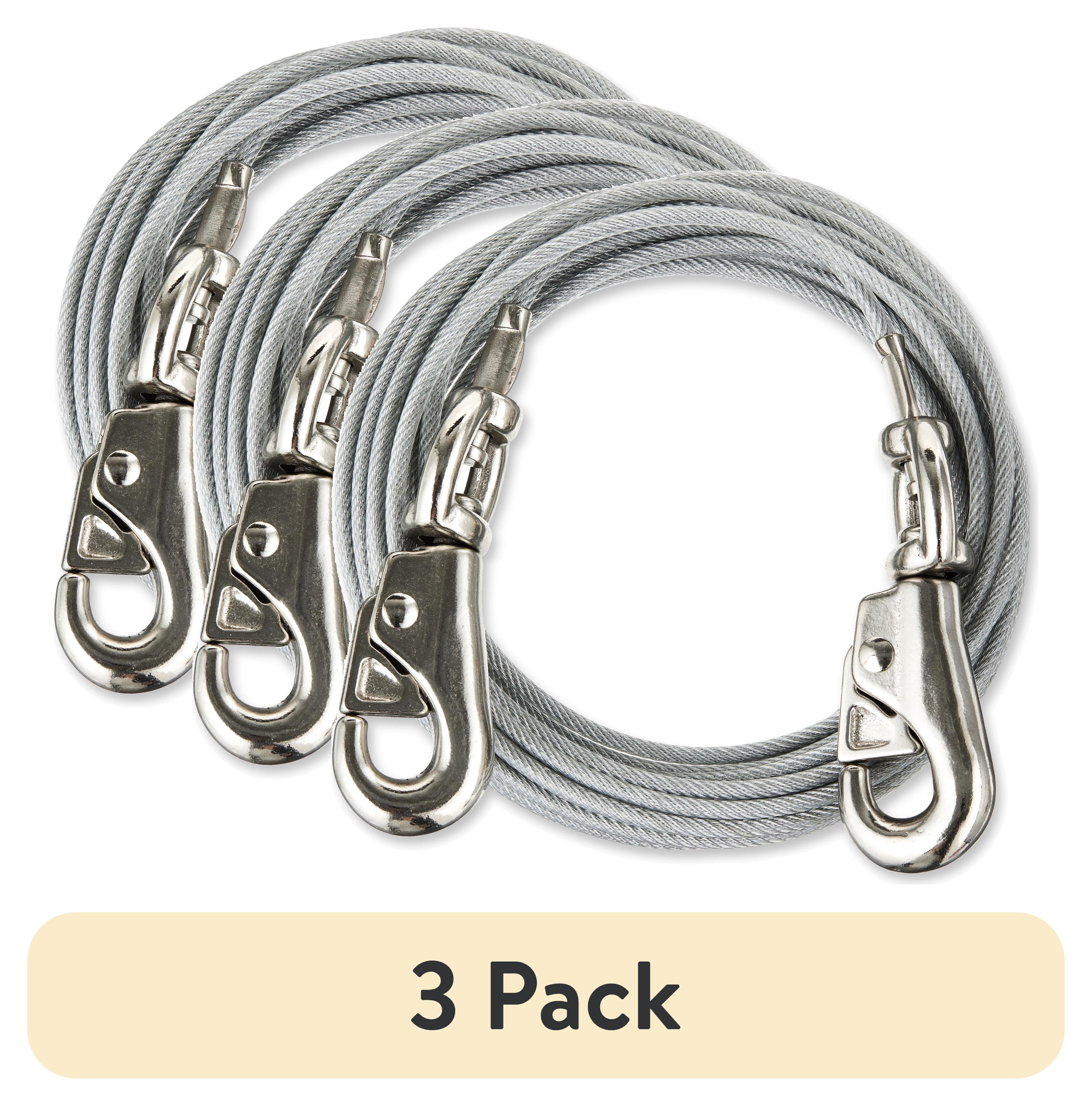 (3 pack) Vibrant Life Ultra Durable Reflective Vinyl-Covered Tie-Out Cable for Dogs, L, 25'