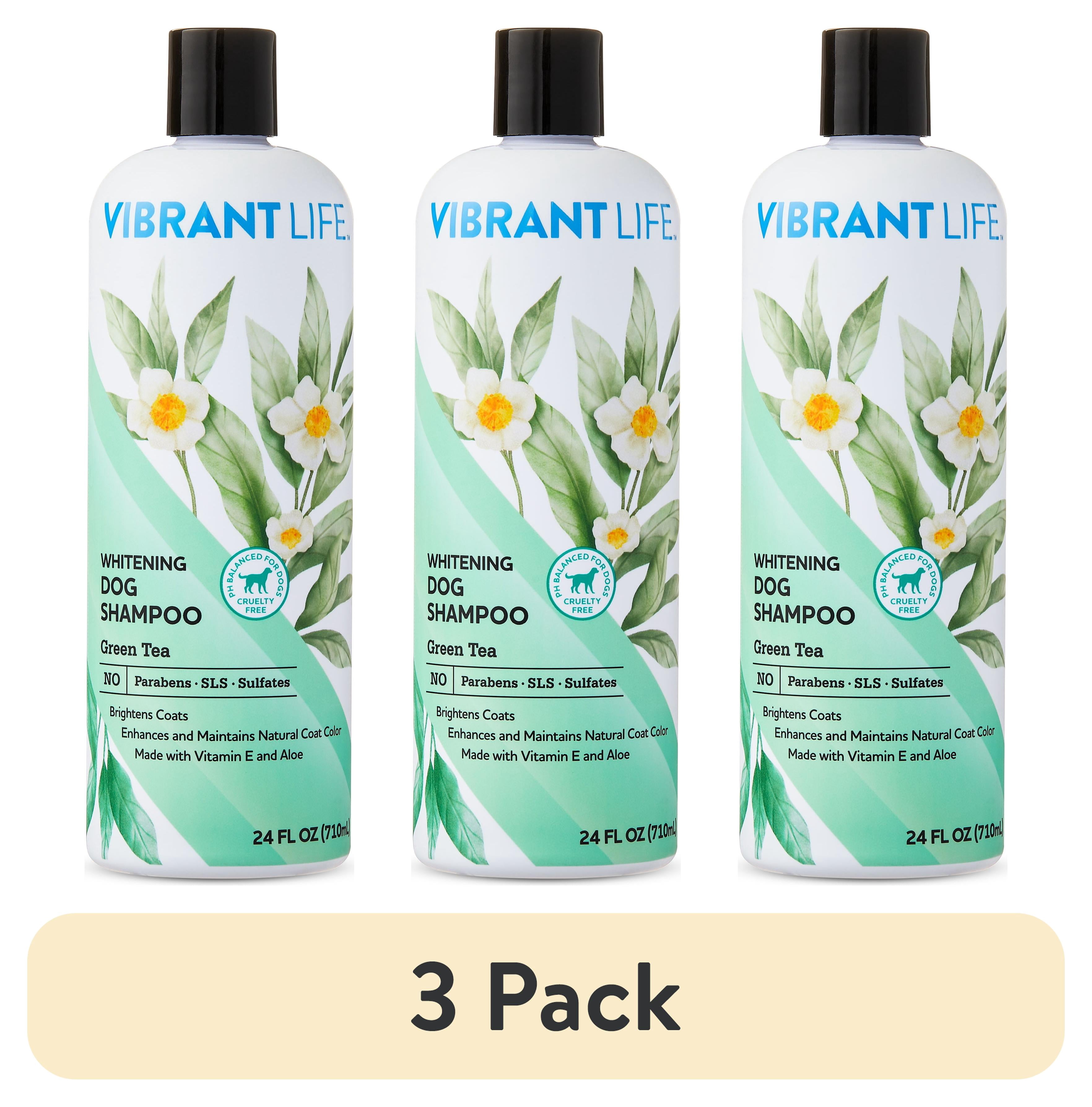 (3 pack) Vibrant Life Whitening Dog Shampoo with Green Tea, 24 fl oz