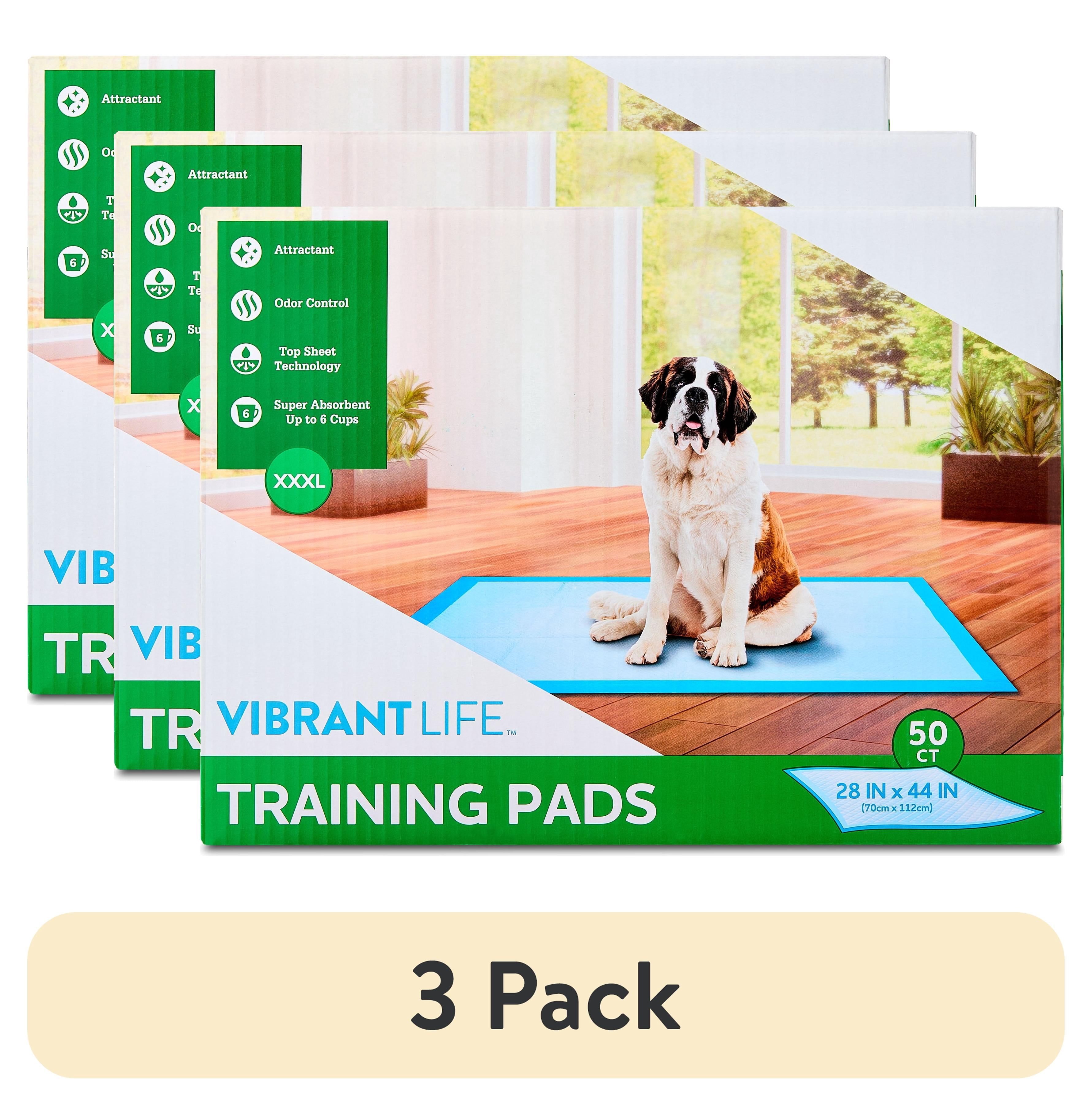 (3 pack) Vibrant Life XXXL Training Pads, 28 in x 44 in, 50 Count