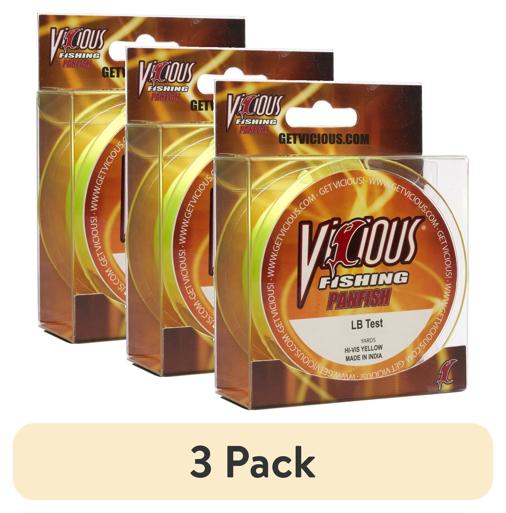 (3 pack) Vicious Panfish Hi-Vis Yellow Mono - 4 Lb Test