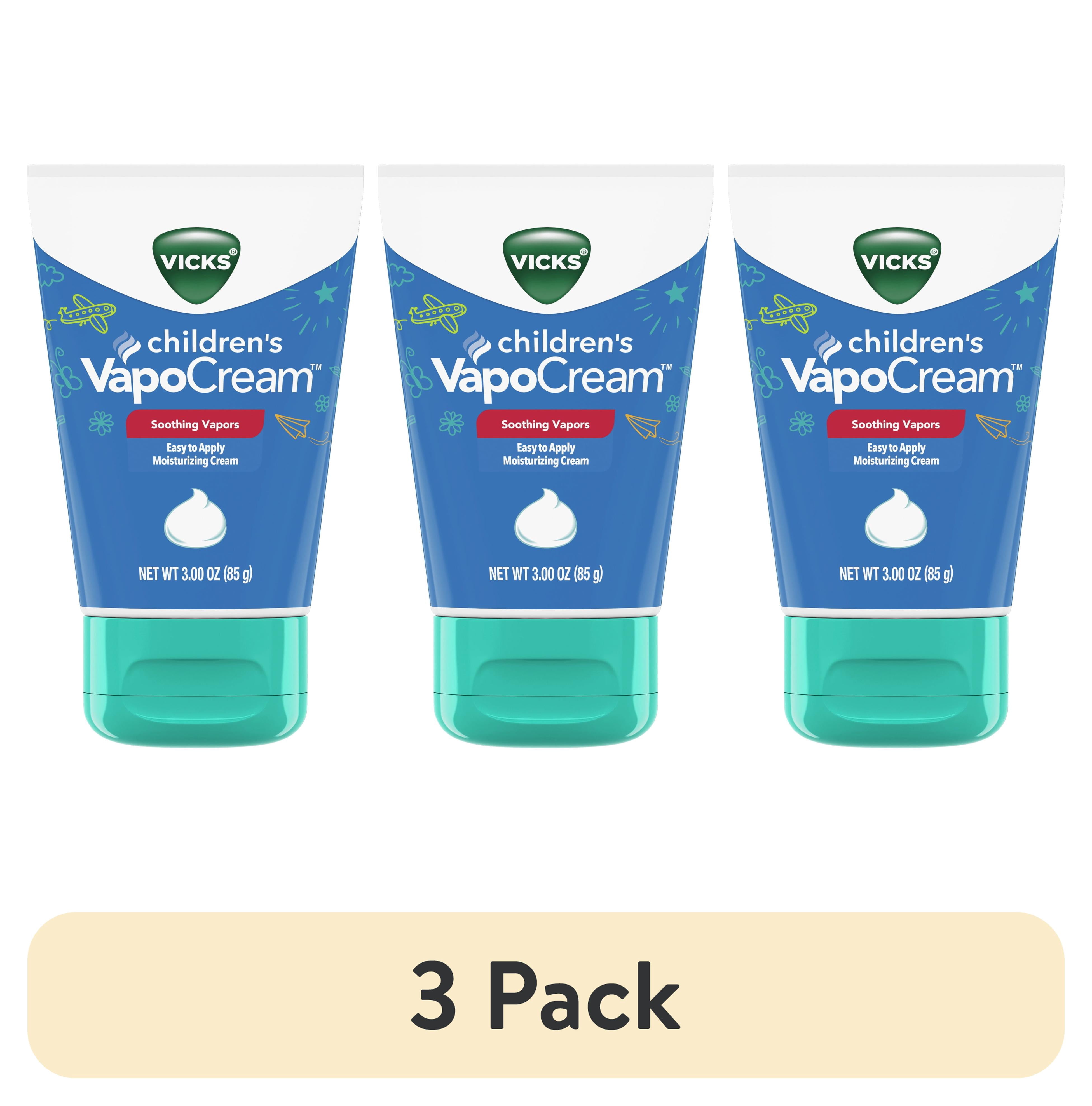 (3 pack) Vicks Vapo Cream Kids, Soothing Non-Medicated Vapor Cream for Children with Menthol Scent, 3 Oz