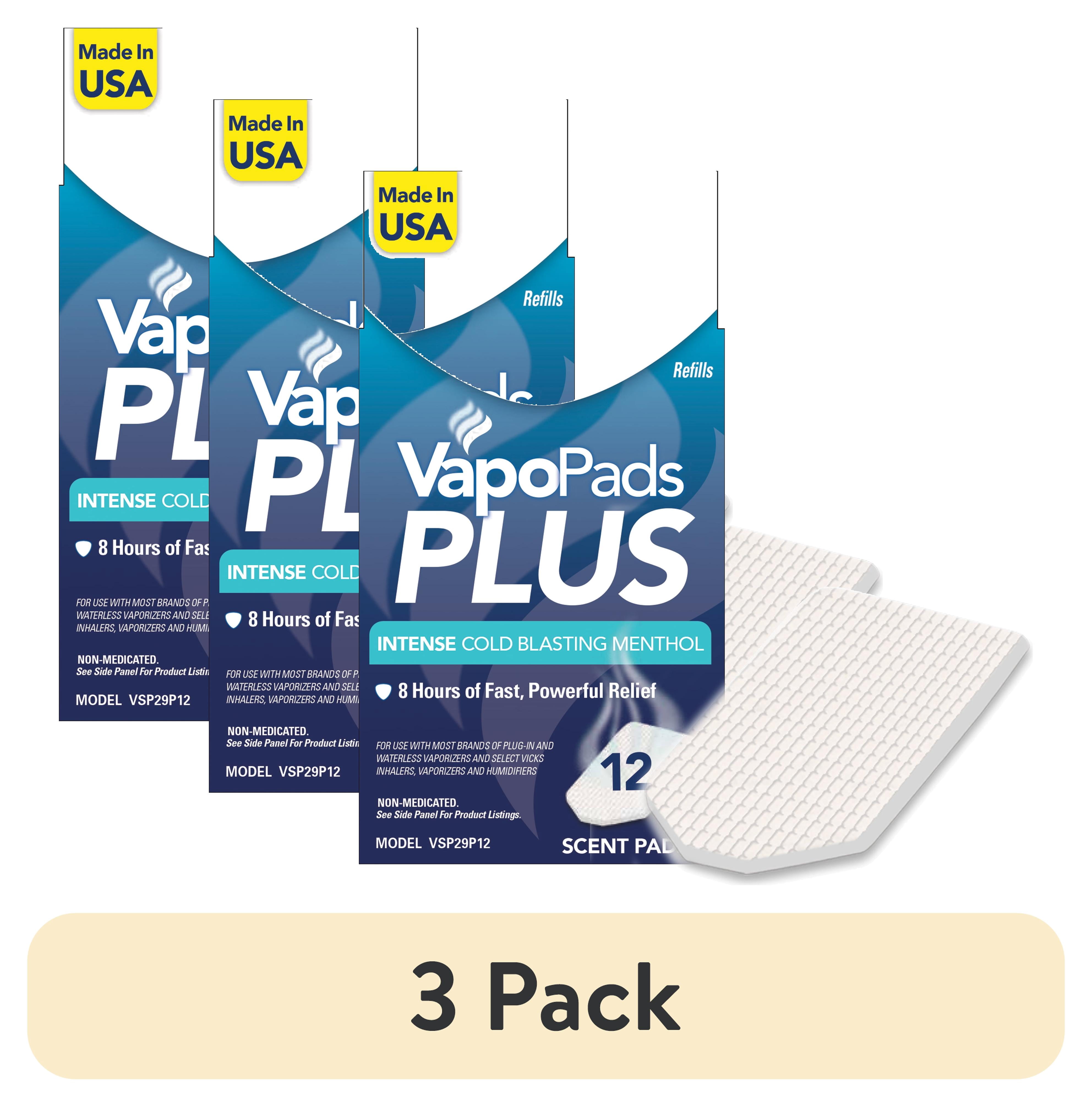 (3 pack) Vicks Vapo Pads Plus, Sinus or Allergy Relief, 12 Pack, VSP29P12
