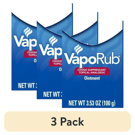 (3 pack) Vicks Vapo Rub Topical Chest Rub and Analgesic Ointment, Cough Medicine for Cough Relief, 3.53 Oz