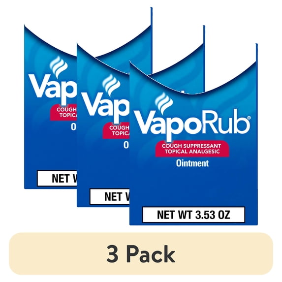 (3 pack) Vicks Vapo Rub Topical Chest Rub and Analgesic Ointment, Cough Medicine for Cough Relief, 3.53 Oz