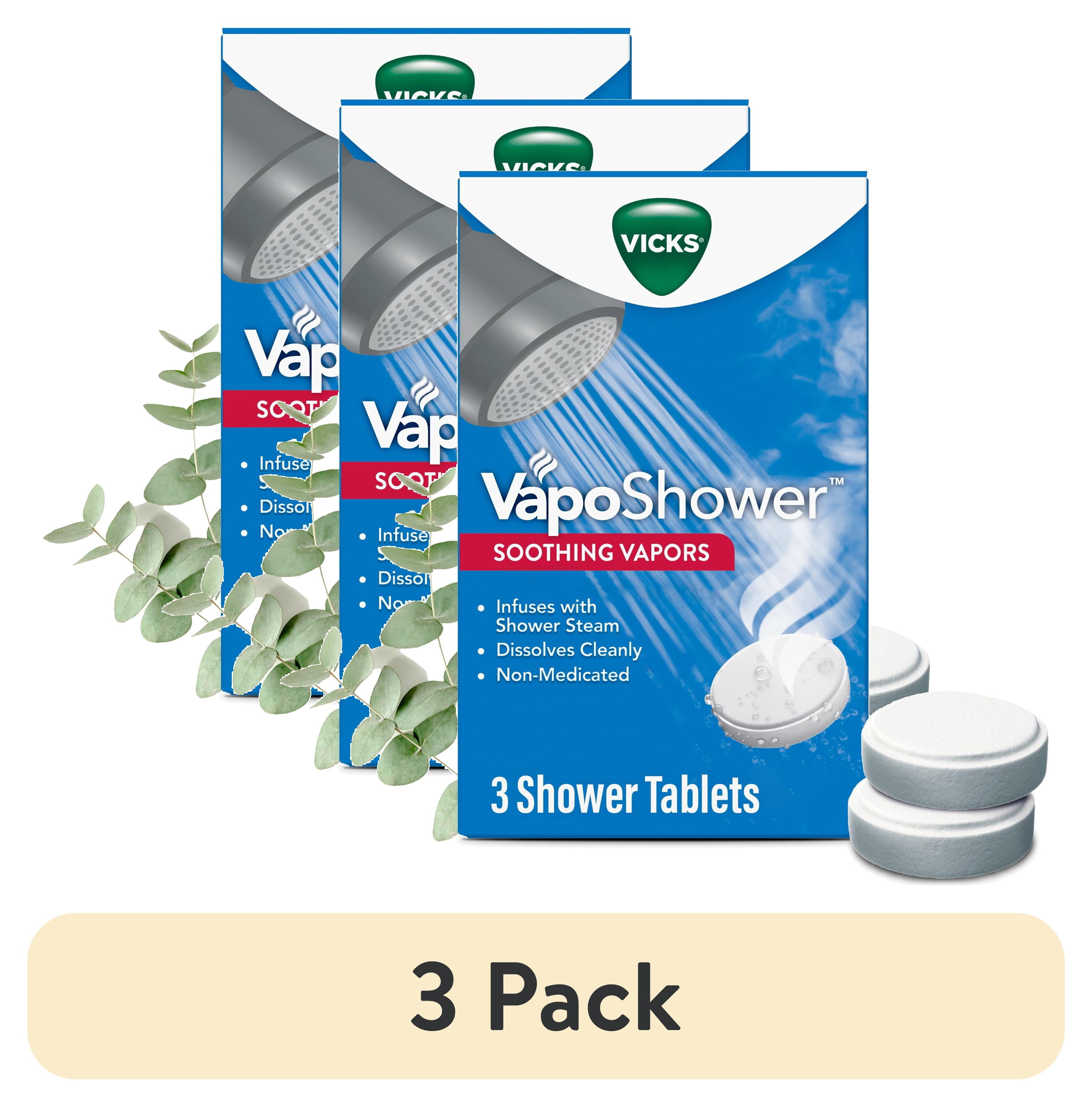 (3 pack) Vicks VapoShower Tablets, Menthol Scent Soothing Non-Medicated Shower Steamers, 3 Count