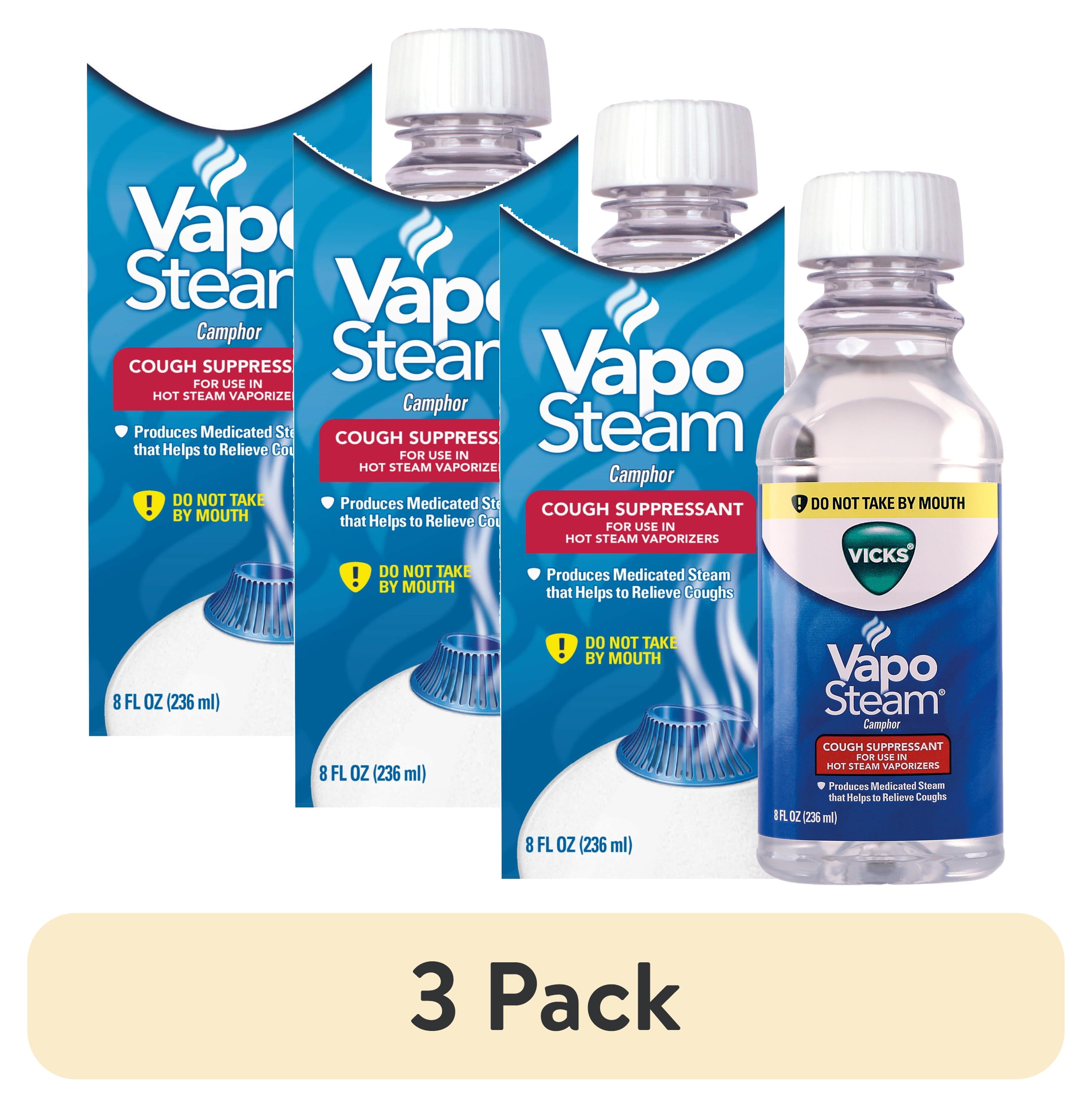 (3 pack) Vicks Vapo Steam over the Counter Cough Suppressant, For Use in Vaporizers and Humidifiers, 8 fl oz, VIN008V1