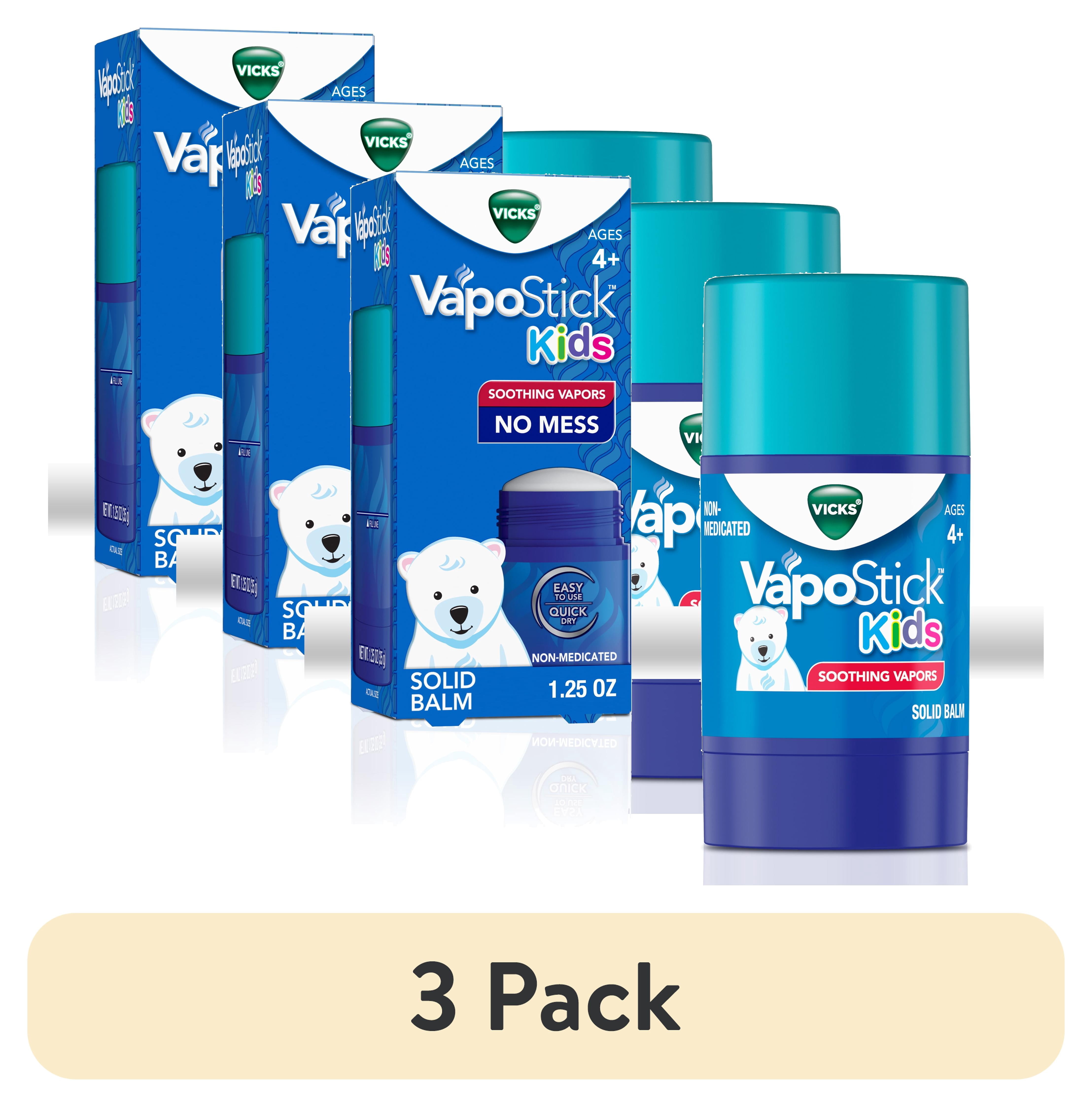 (3 pack) Vicks Vapo Stick Kids, Soothing Non-Medicated Vapor Rub for Children with Menthol Scent, 1 Count