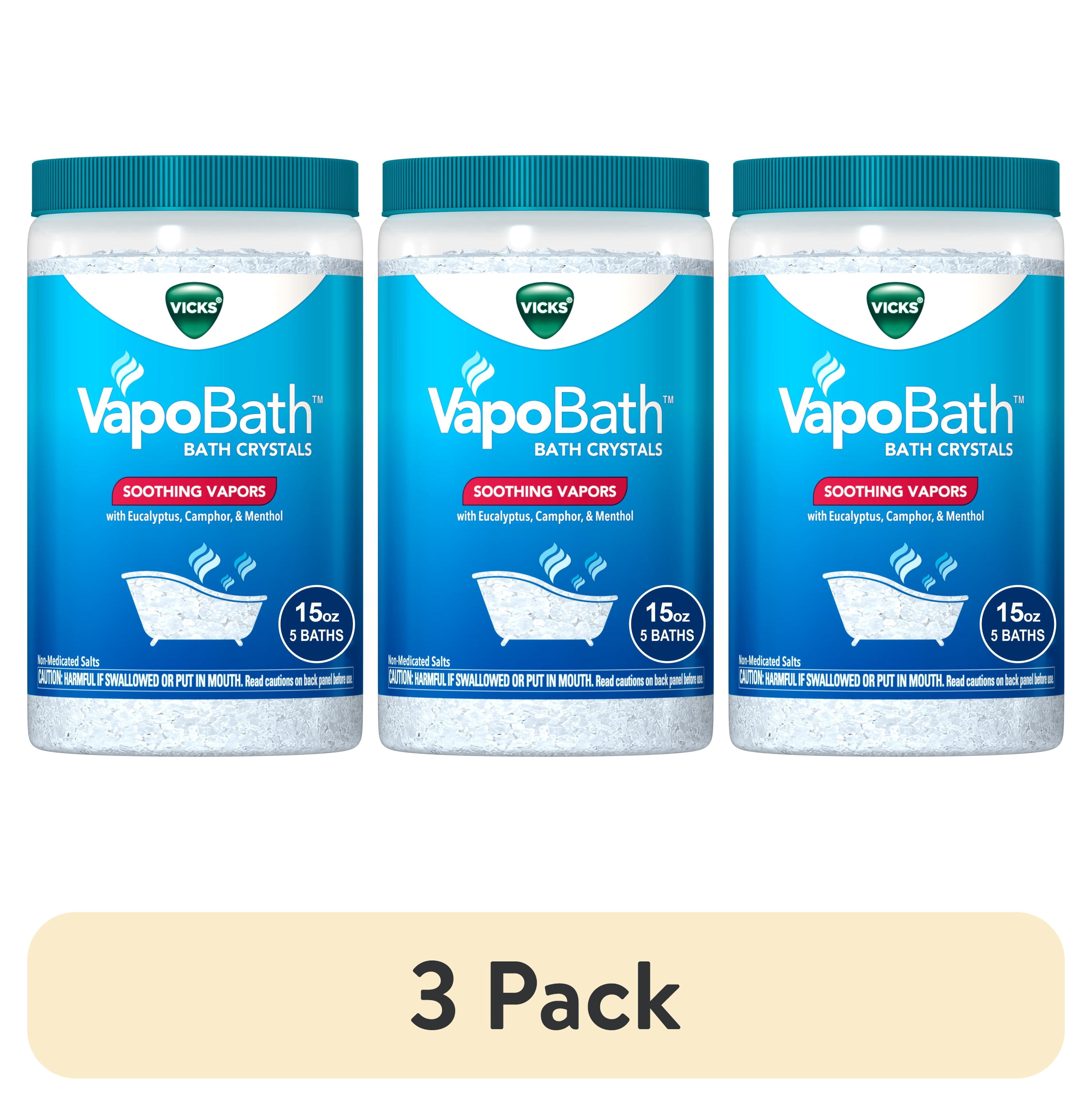 (3 pack) Vicks VapoBath Bath Crystal Powder, Non-Medicated Salts Soothing Vicks Vapors, 15 oz