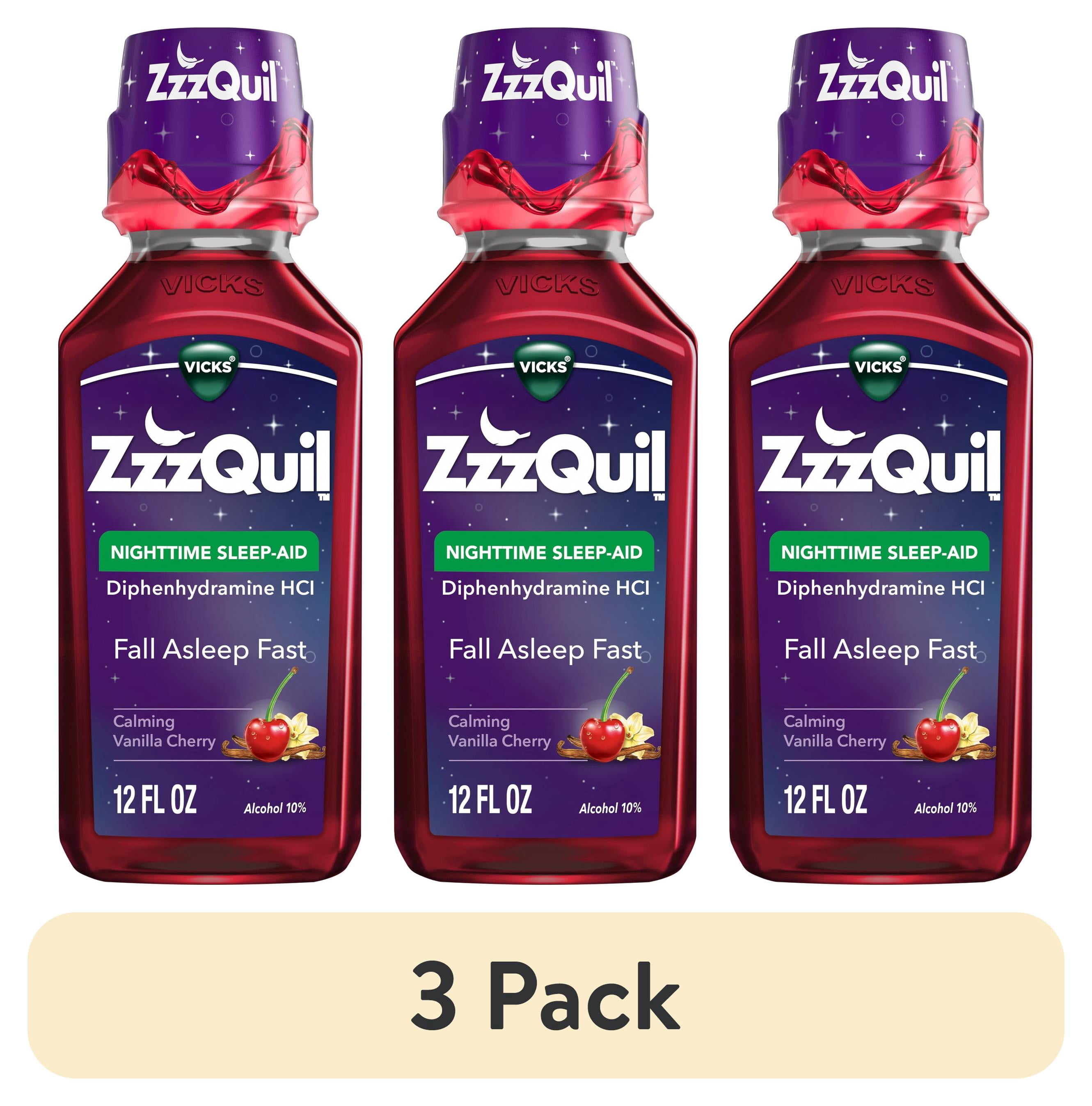 3 pack) ZzzQuil Liquid Sleep Aid, Diphenhydramine 50mg HCl