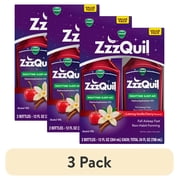 (3 pack) ZzzQuil Liquid Sleep Aid, Diphenhydramine 50mg HCl, Vanilla Cherry Flavored, 2 Pack, 24 fl oz