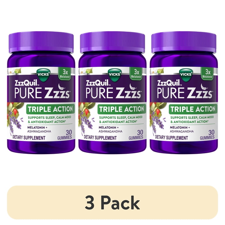 pure＊GUMMY　ゼオスキンヘルス3点セット 3 pack) ZzzQuil PURE Zzzs Melatonin Triple Action with Ashwagandha