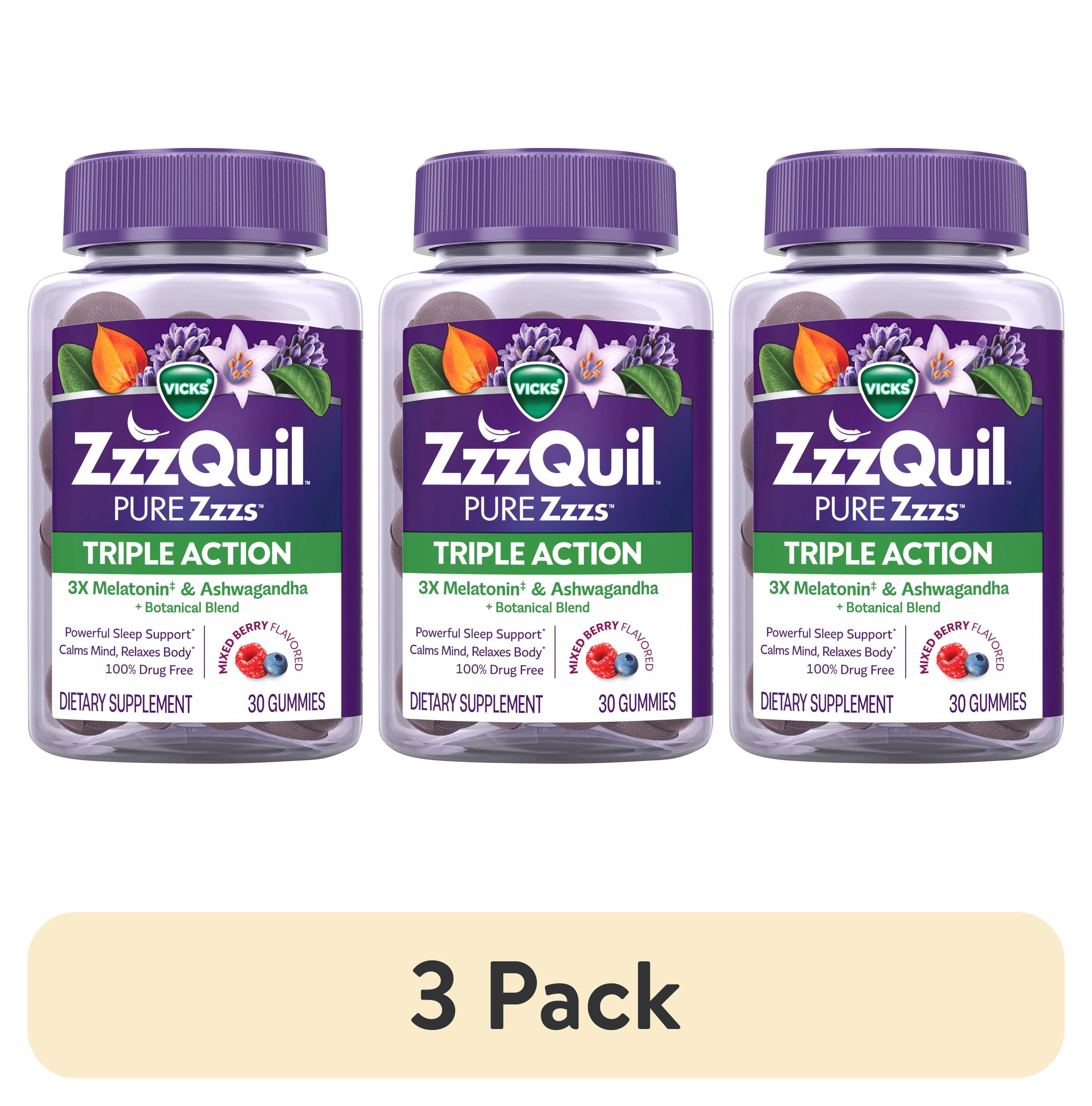 3 pack) ZzzQuil PURE Zzzs Triple Action, Sleep Aid, Melatonin