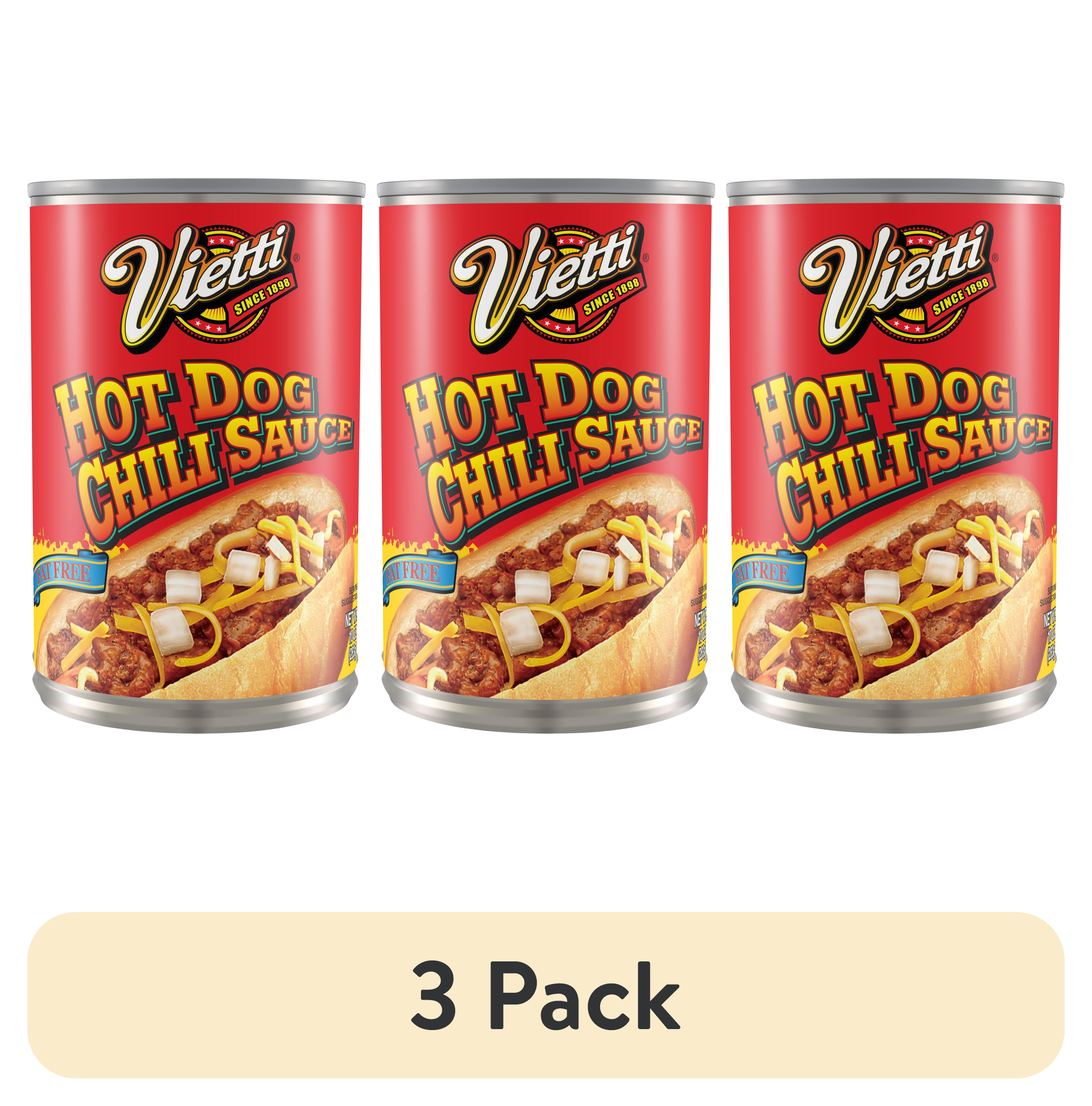 (3 pack) Vietti Foods Hot Dog Chili Sauce, 10 oz Can, Fat Free, Allergen Free