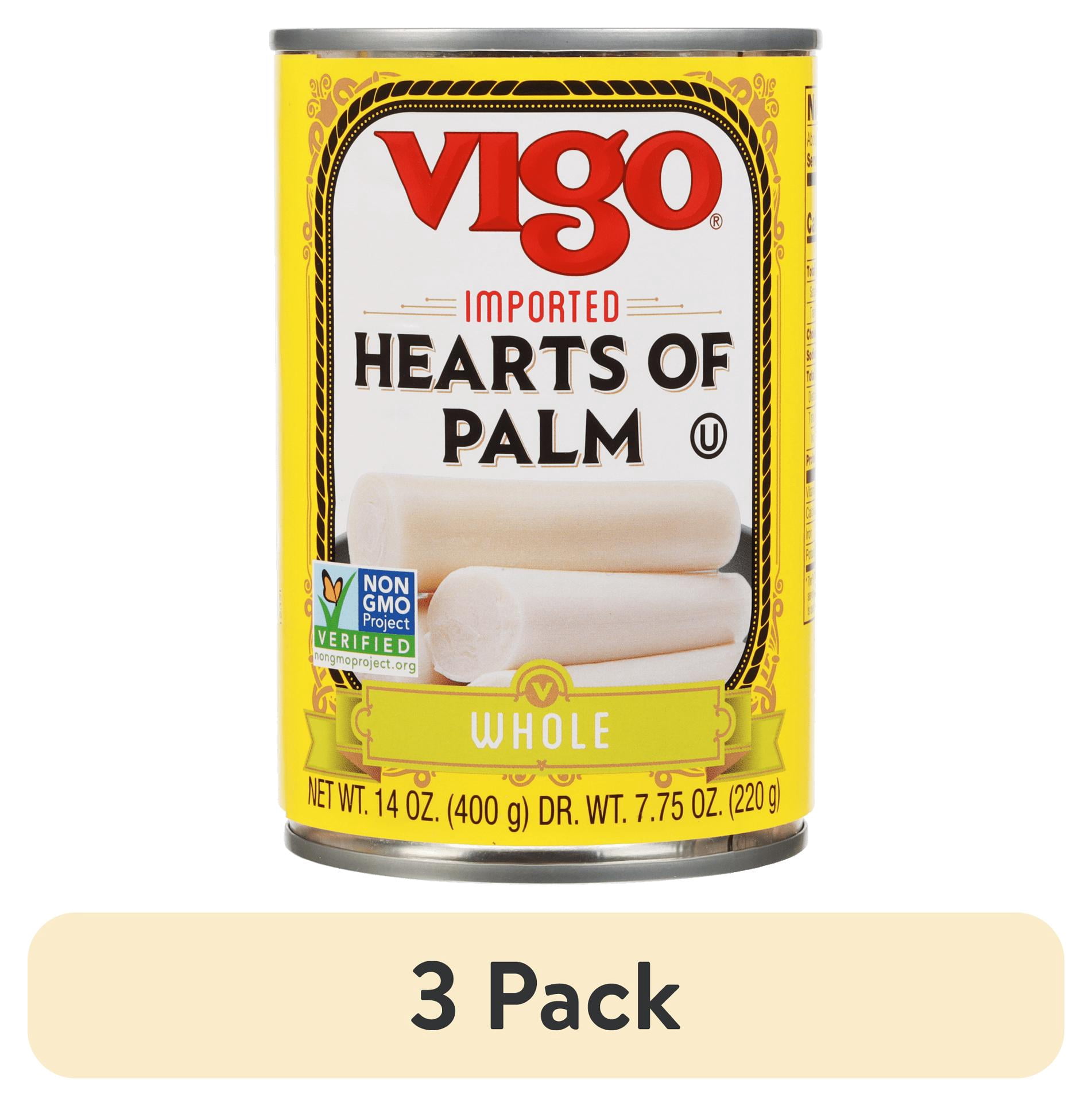 (3 pack) Vigo Imported Canned Whole Hearts of Palm, 14 oz, Allergens Not Contained