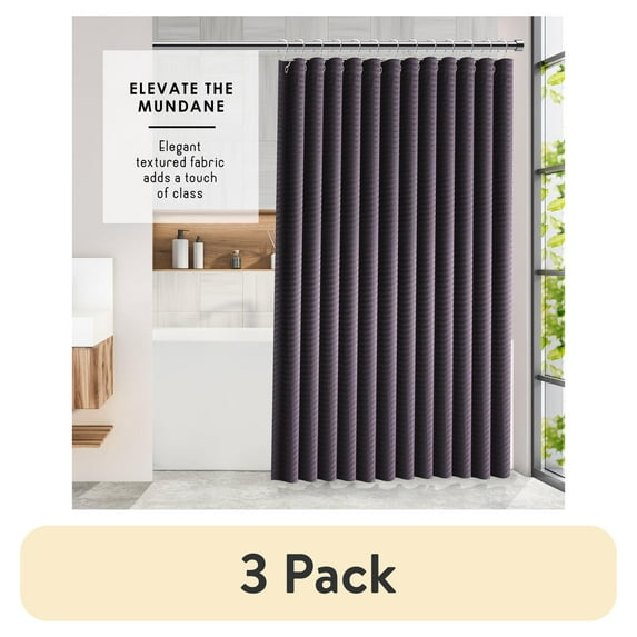 (3 pack) Virtu Waffle Fabric Shower Curtains, 72" X 72" Waterproof Bathroom Shower Curtain Purple