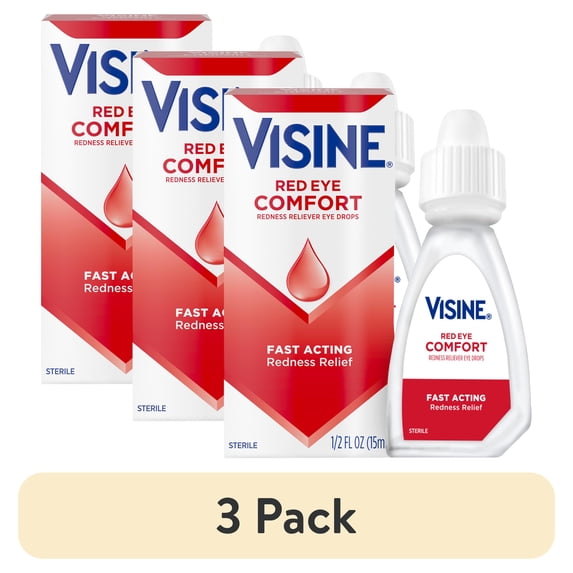 (3 pack) Visine Comfort Redness Reliever Red Eye Relief Drops, 0.5 fl oz