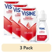 3 pack Visine Comfort Redness Reliever Red Eye Relief Drops, 0.5 fl oz