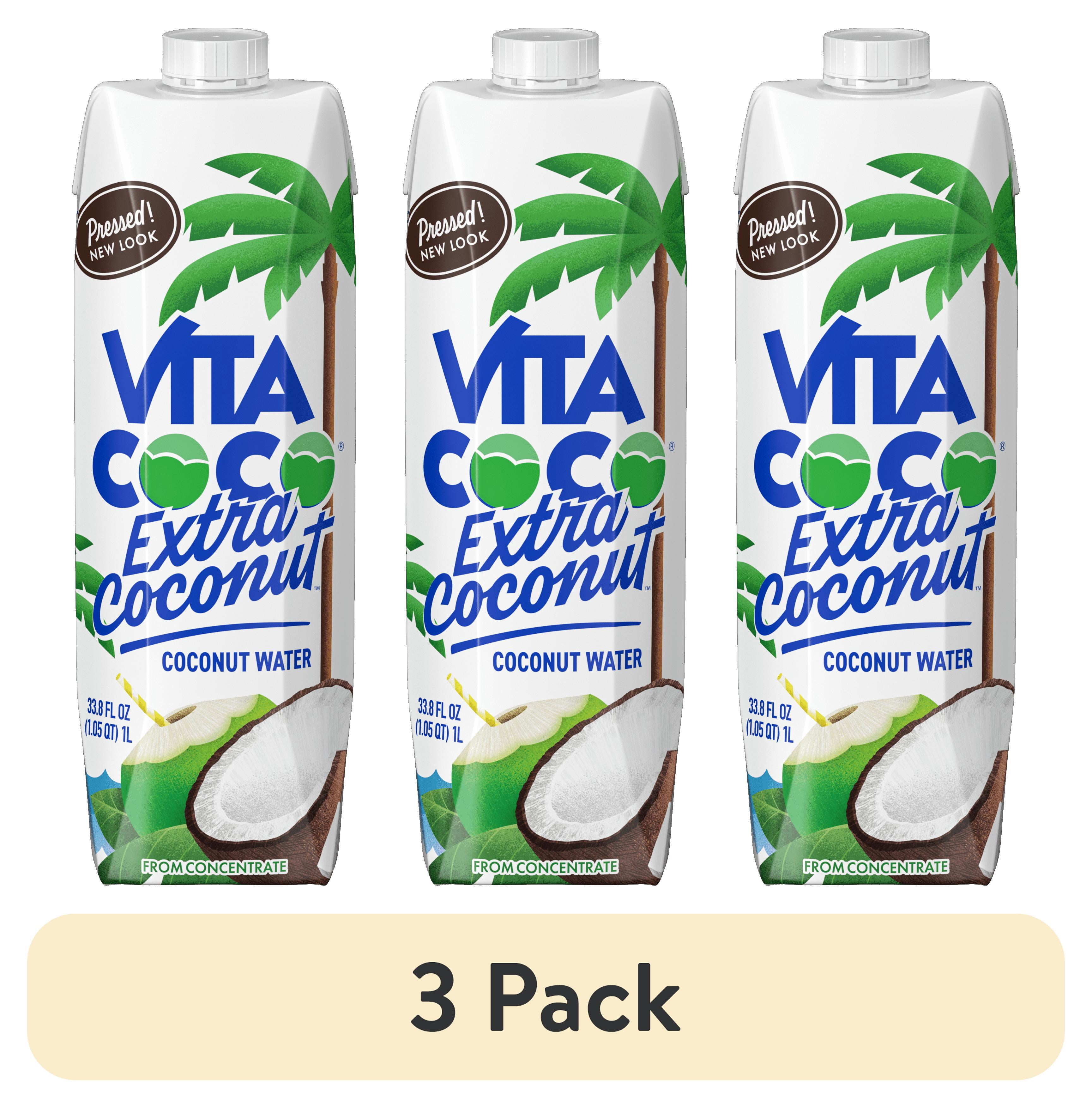 (3 pack) Vita Coco Extra Coconut Coconut Water, 1 Liter