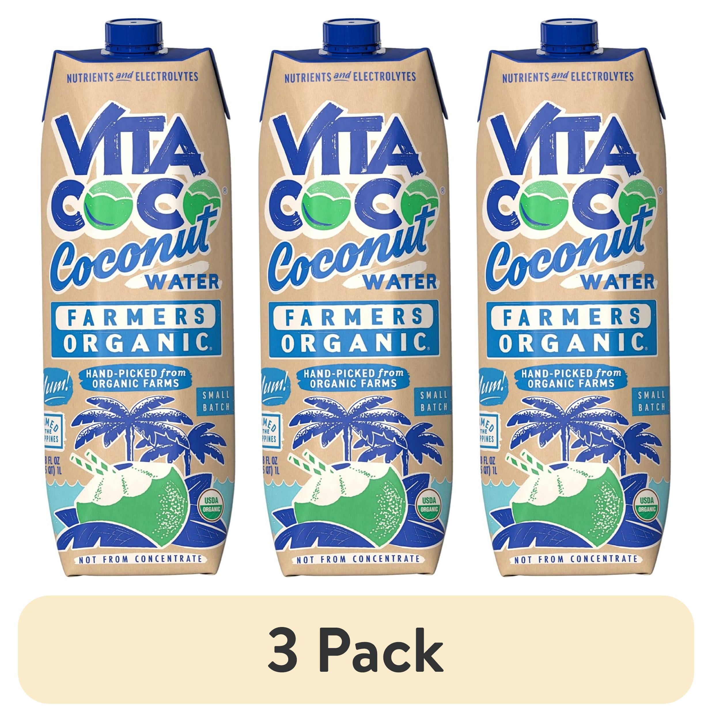 (3 pack) Vita Coco Farmers Organic Coconut Water, Nutrients and Electrolytes Rich, 33.8 fl oz