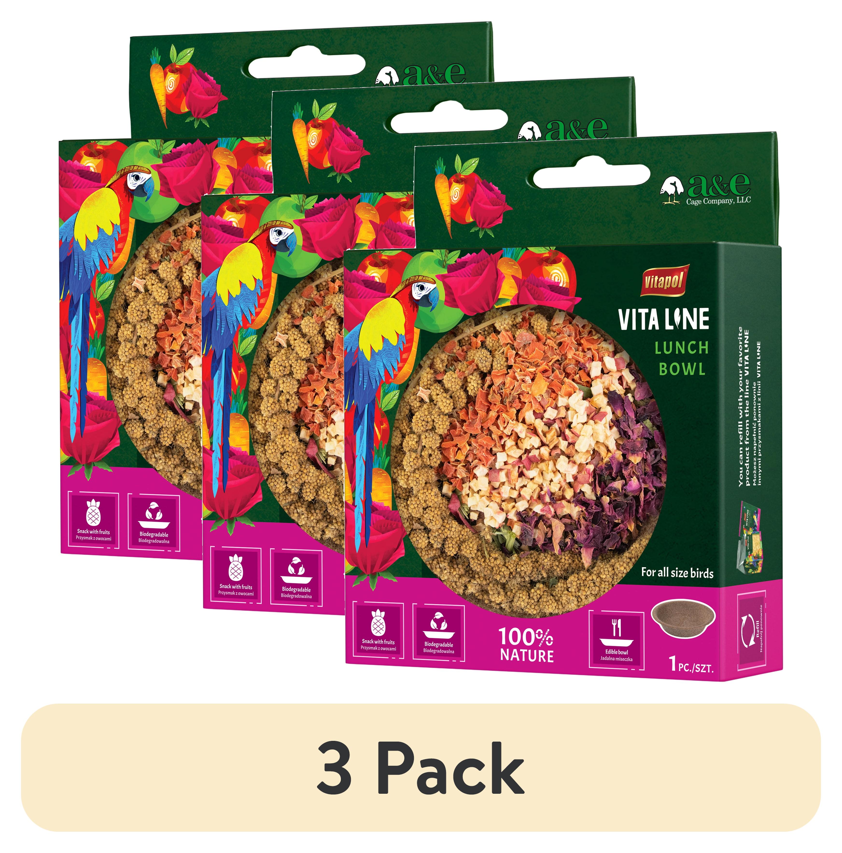 (3 pack) Vita Line Nutritionally Complete Fully Editable Millet Lunch Bowl for Pet Birds, by A&E Cage Company