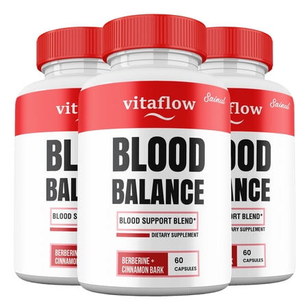 (3 pack) VitaFlow Blood Balance Capsules, Maximum Strength Vita Flow Pills All Natural Blood Supplement with Cinnamon Bark