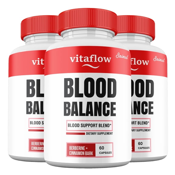 (3 pack) VitaFlow Blood Balance Capsules, Maximum Strength Vita Flow Pills All Natural Blood Supplement with Cinnamon Bark