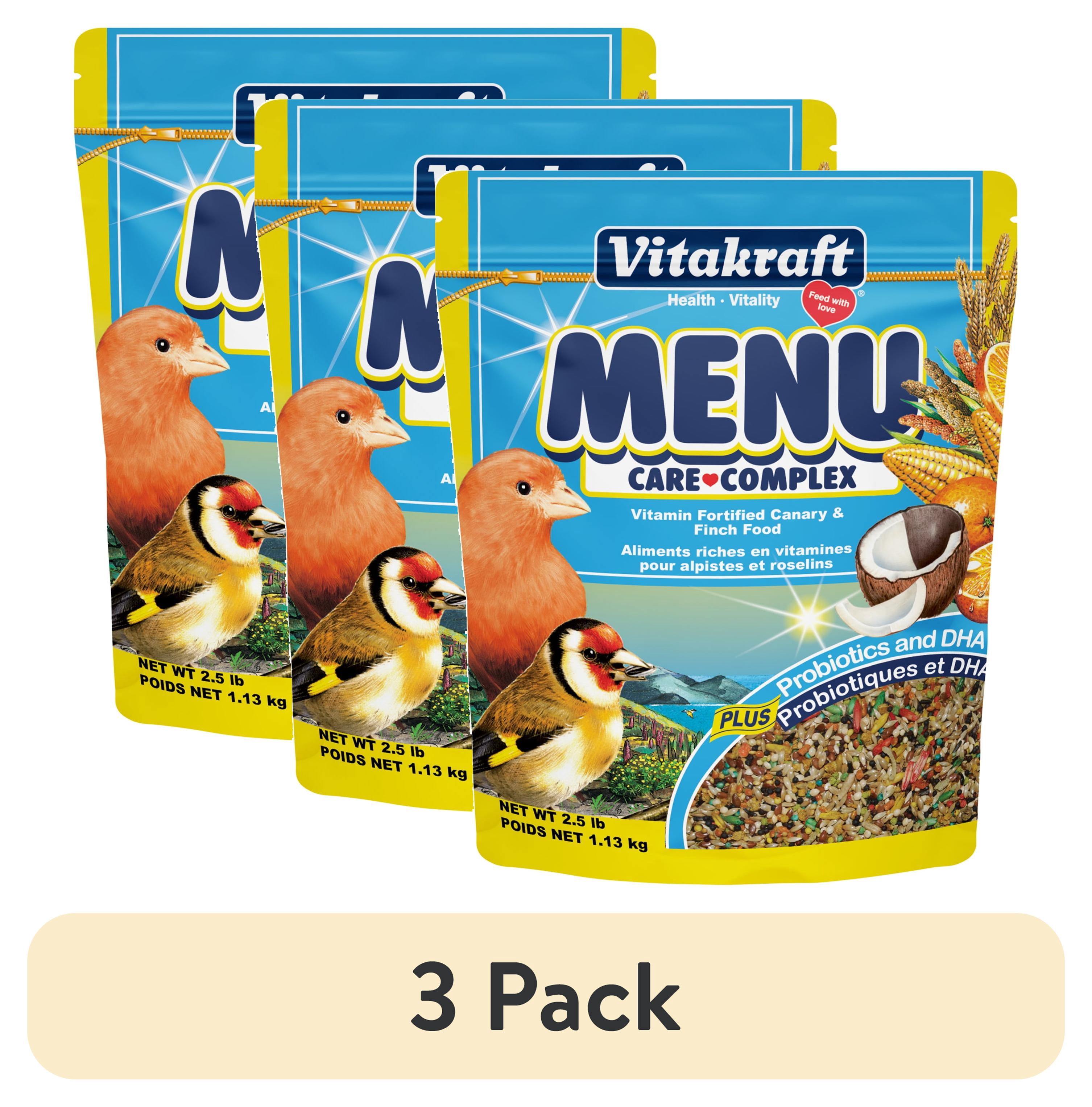 (3 pack) Vitakraft Menu Premium Canary and Finch Food - Vitamin-Fortified - Daily Food for Small Pet Birds