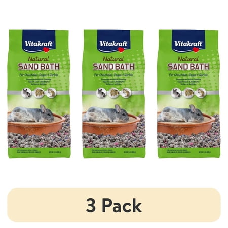 (3 pack) Vitakraft Natural Sand Bath for Chinchilla/Degu/Gerbil 2.2lb