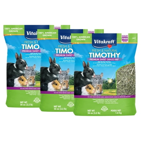 (3 pack) Vitakraft Small Animal Timothy Hay for Guinea Pigs, Rabbits, and Chinchillas - 3.5 lb