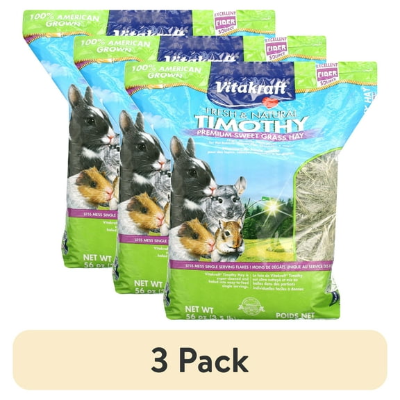 (3 pack) Vitakraft Small Animal Timothy Hay for Guinea Pigs, Rabbits, and Chinchillas - 3.5 lb