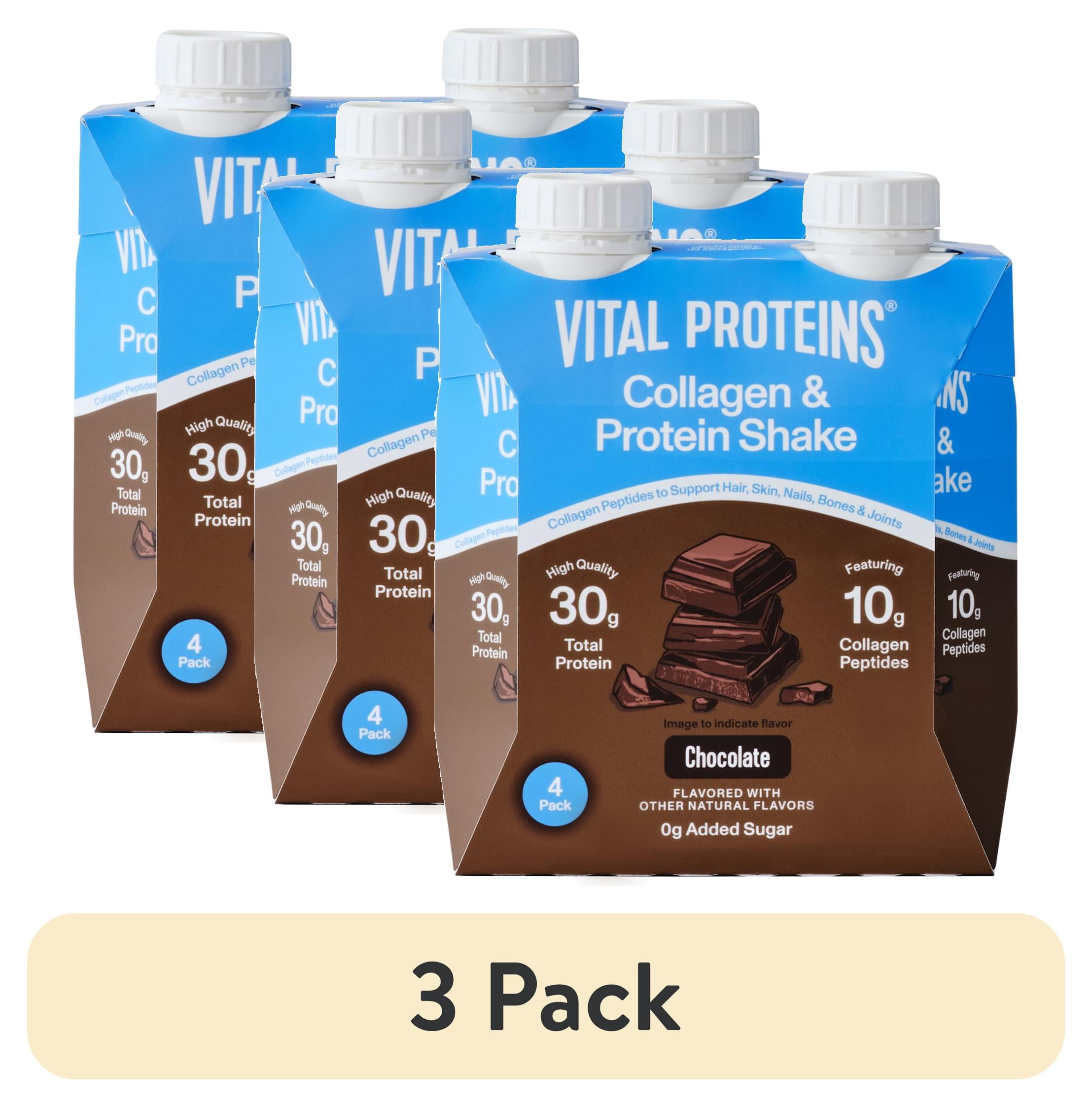 (3 pack) Vital Proteins Chocolate Collagen & Protein Shake, 30g Total Protein Including 10g Collagen Peptides, Collagen Support for Hair, Skin, Nails & Joints