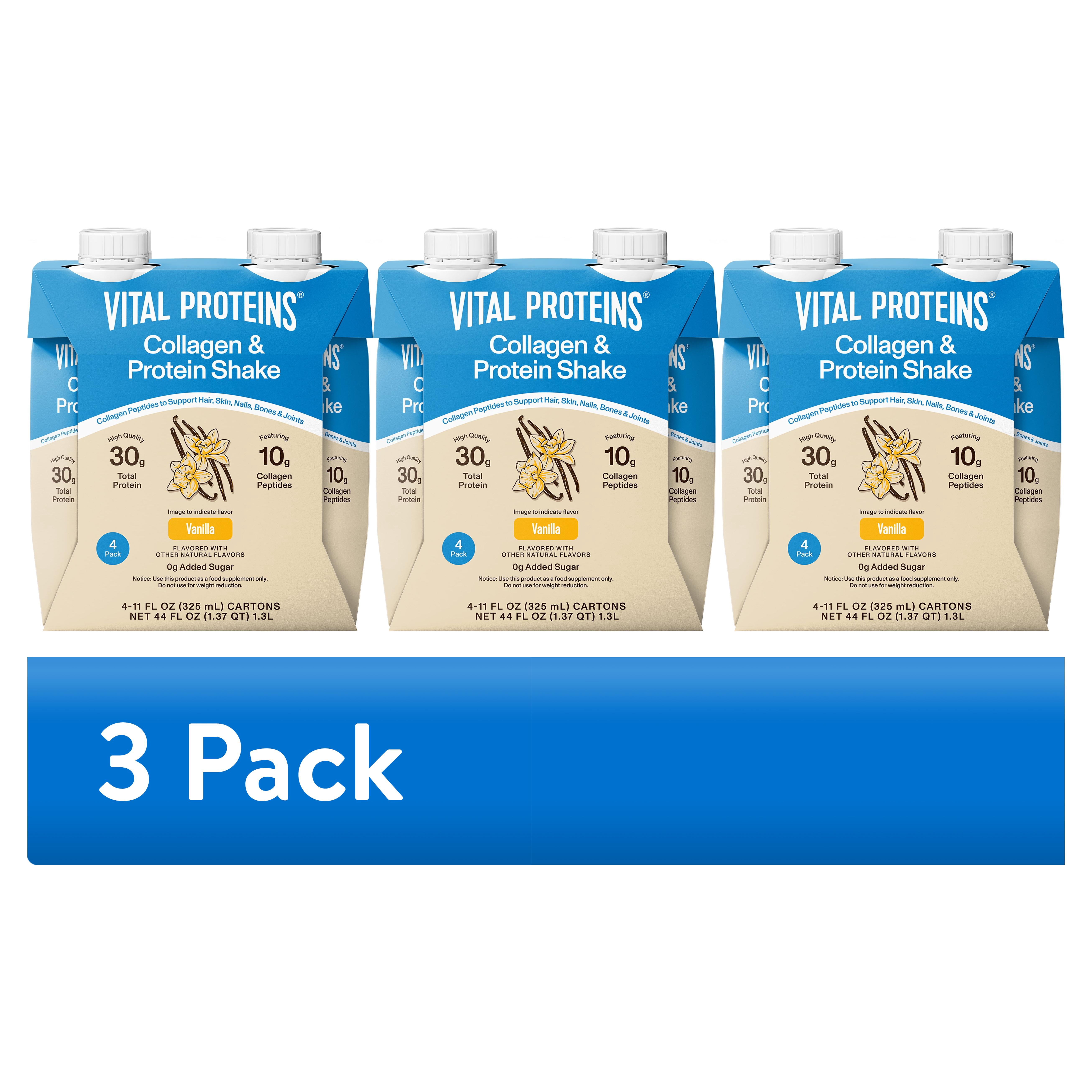 (3 pack) Vital Proteins Vanilla Collagen & Protein Shake, 30g Total Protein Including 10g Collagen Peptides, Collagen Support for Hair, Skin, Nails & Joints