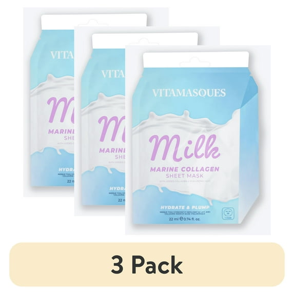 (3 pack) Vitamasque Milk Face Mask, Marine Collagen, One Sheet Mask