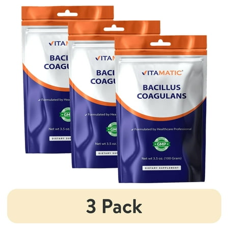 (3 pack) Vitamatic Bacillus Coagulans Probiotic Powder - Digestive Support - 100 Servings - 100g