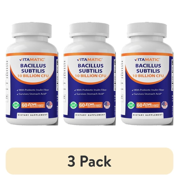 (3 pack) Vitamatic Bacillus Subtilis 10 Billion Cfu 60 Caps