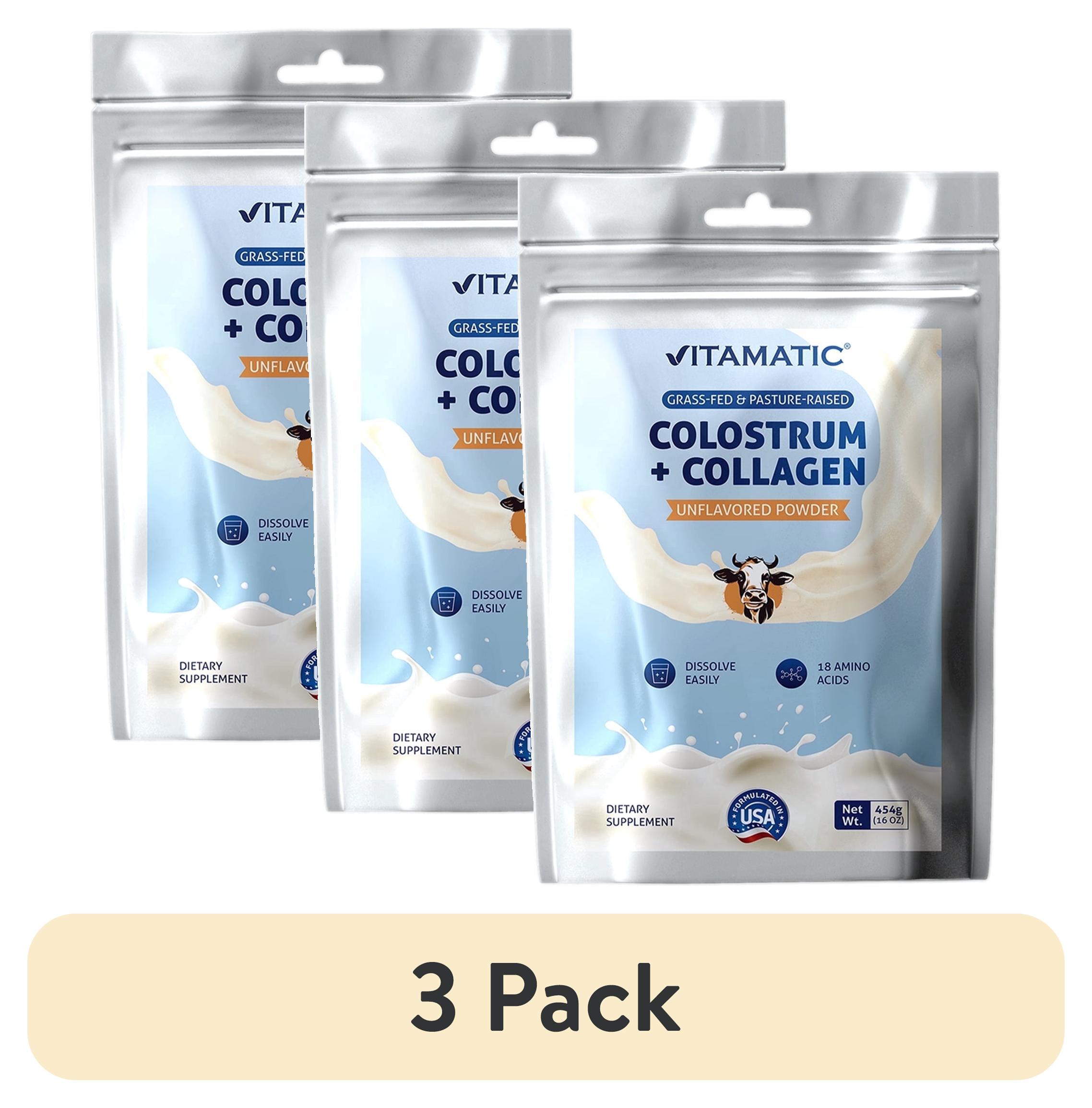 (3 pack) Vitamatic Bovine Colostrum + Collagen Powder - Supplement for ...