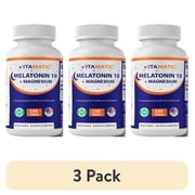 3 pack Vitamatic Melatonin 10 mg with Magnesium 200 mg 120 Tablets - High Potency Sleep Support Supplement, Non-GMO, Sugar-Free, No Artificial Colors or Preservatives