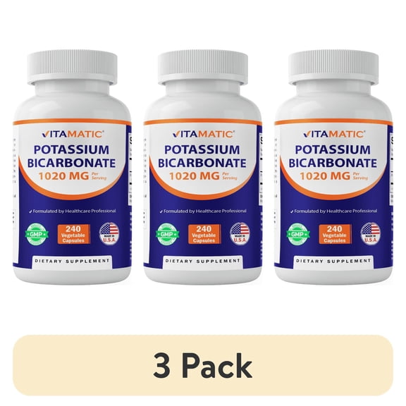 (3 pack) Vitamatic Potassium Supplement, 1020 mg, 240 Vegtable Capsules